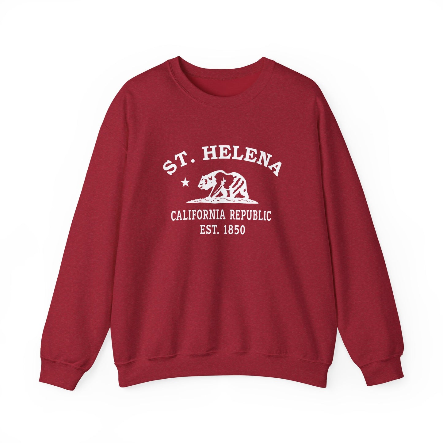 St Helena California Vintage Retro Unisex Heavy Crewneck Sweatshirt - White Logo