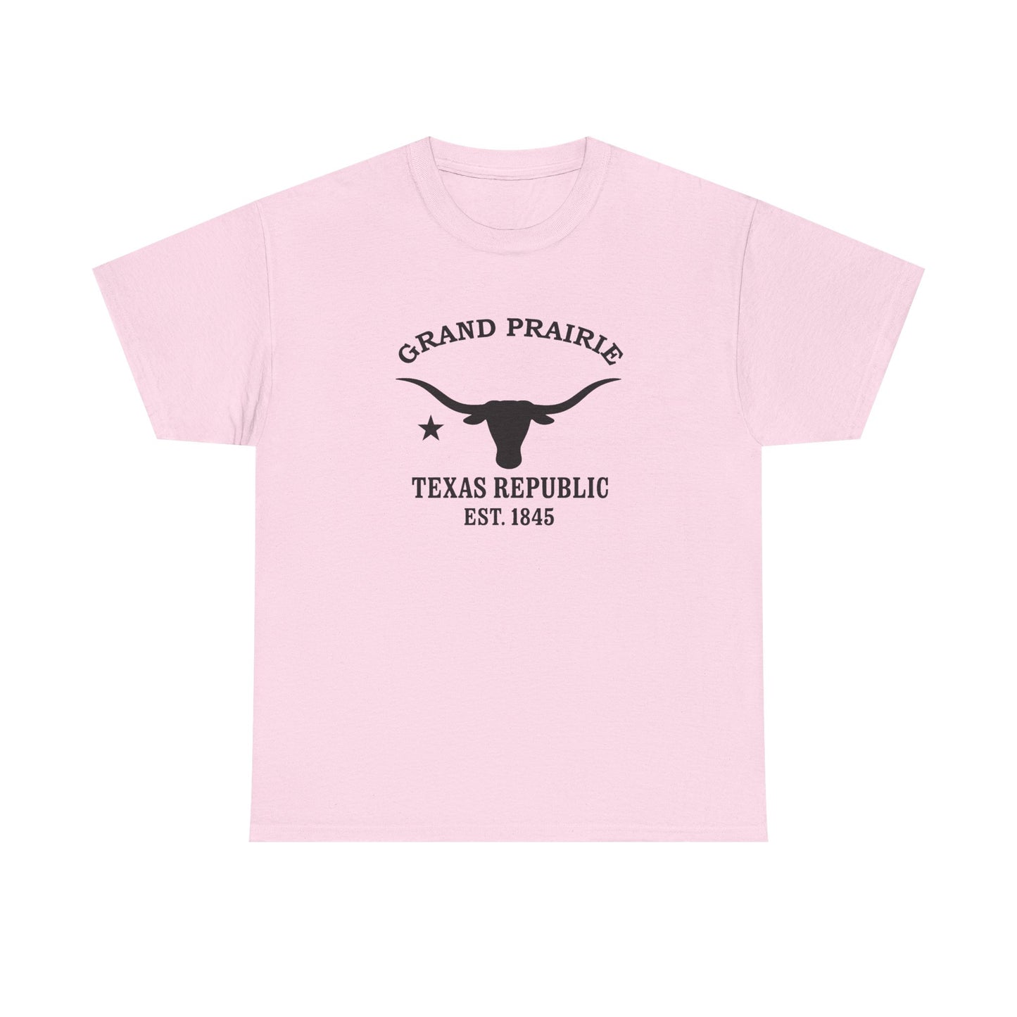 Grand Prairie Texas Vintage Retro Unisex Heavy Cotton Tee - Black Logo