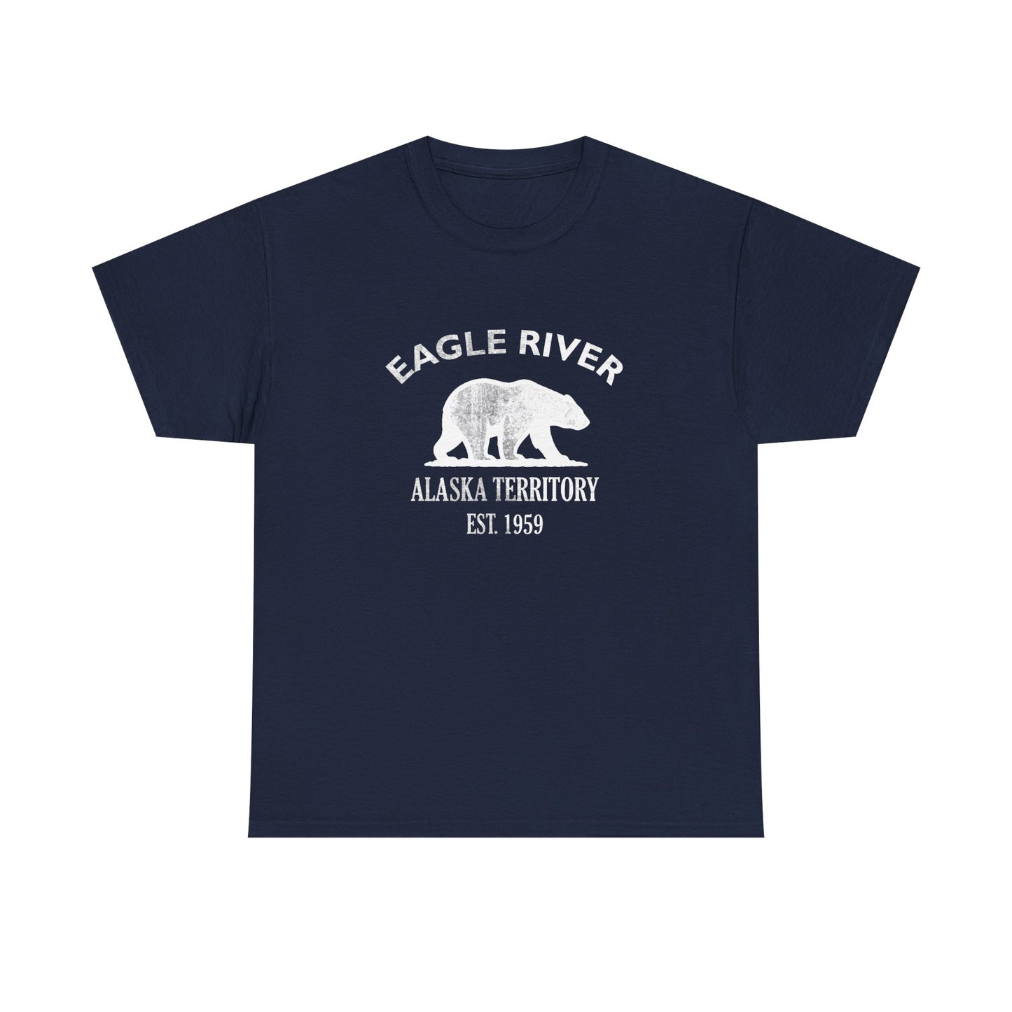 Eagle River Alaska Vintage Retro Unisex Heavy Cotton Tee - White Logo