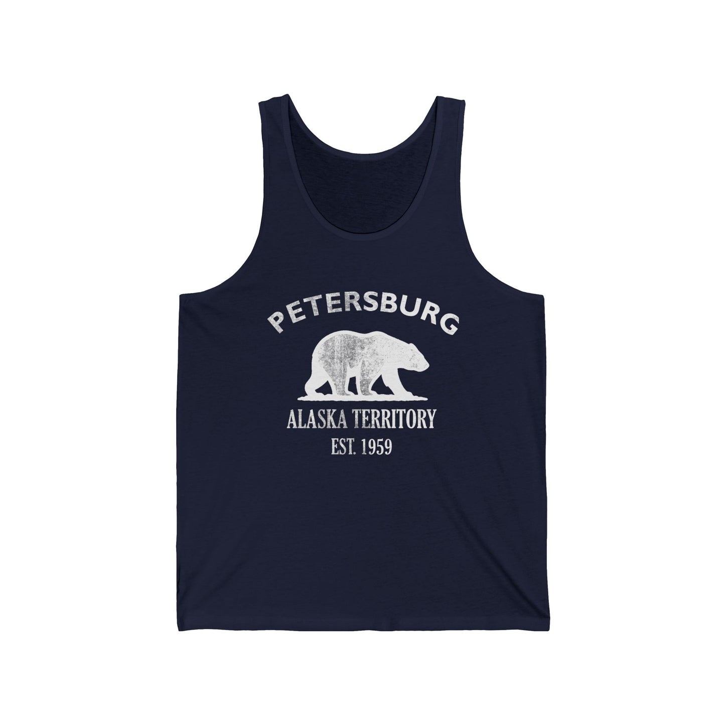 Petersburg Alaska Unisex Cotton Jersey Tank Top - White Logo