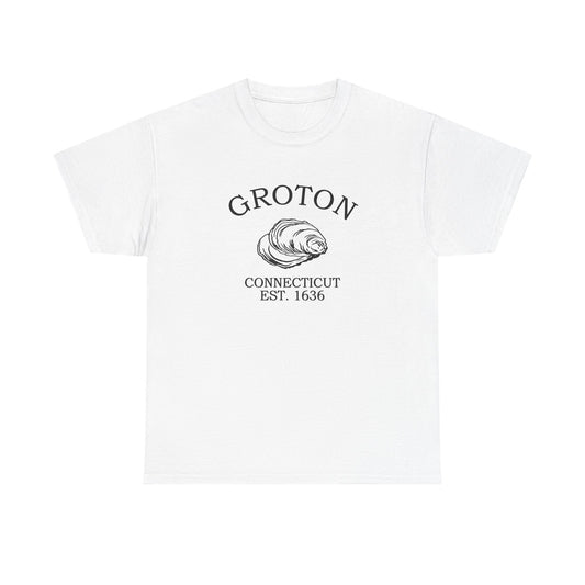 Groton Connecticut Vintage Retro Unisex Heavy Cotton Tee - Black Logo