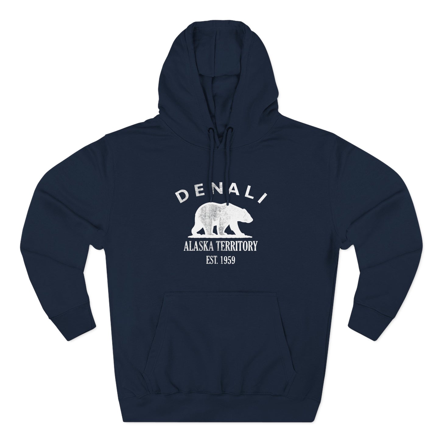 Denali Alaska Vintage Retro Unisex Heavy Cotton Hoodie - White Logo