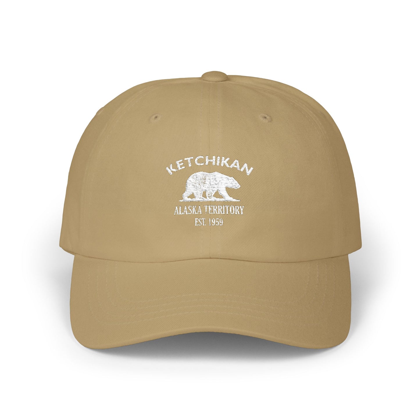 Ketchikan Alaska Vintage Retro Embroidered Cotton Cap - White Logo