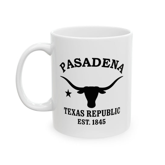 Pasadena Texas Vintage Retro Ceramic Mug - Black Logo