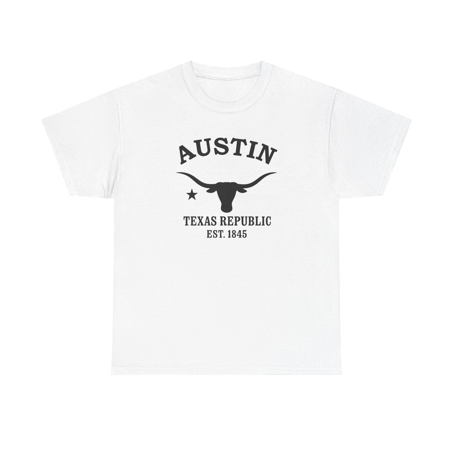 Austin Texas Vintage Retro Unisex Heavy Cotton Tee - Black Logo