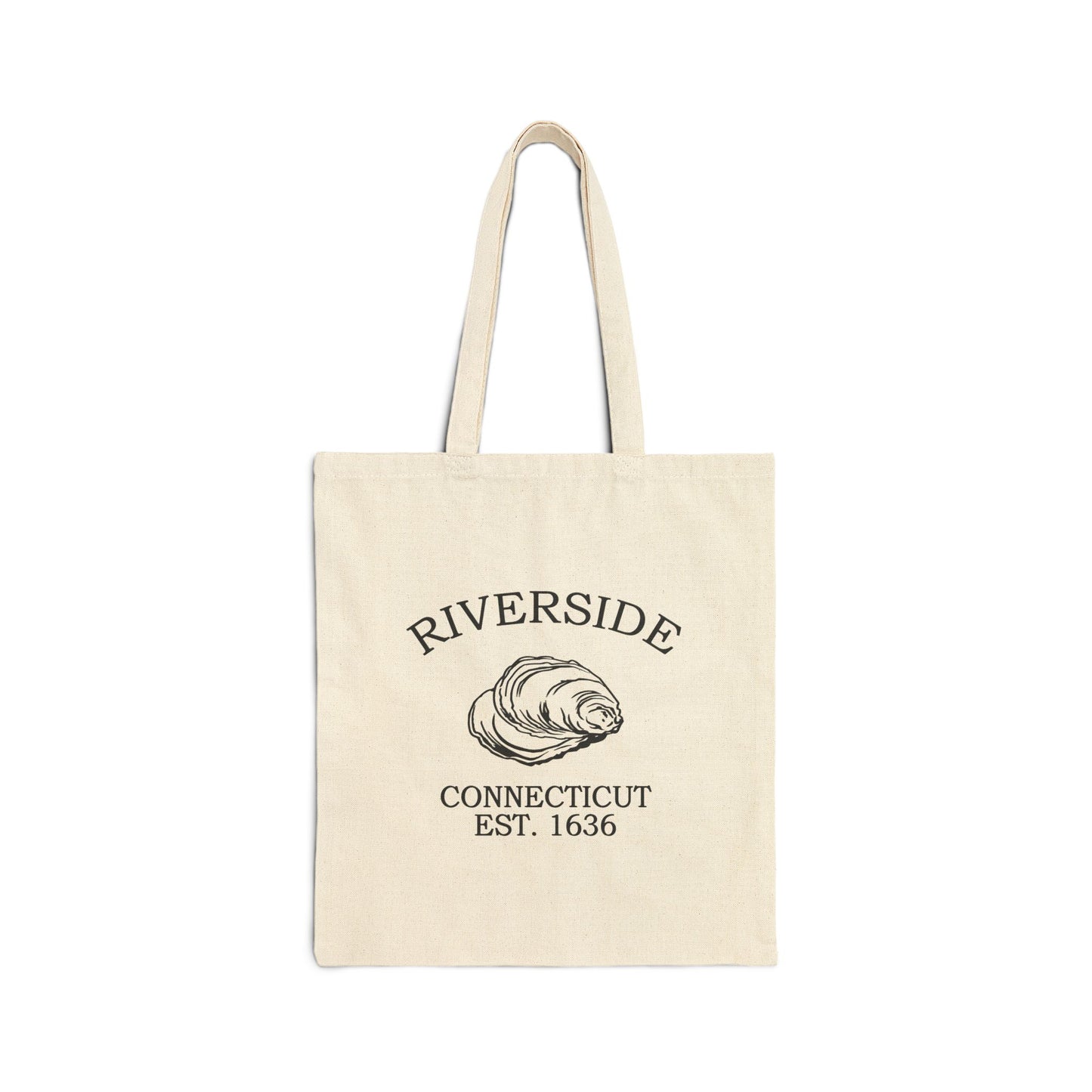 Riverside Connecticut Vintage Retro Cotton Canvas Tote Bag - Black Logo