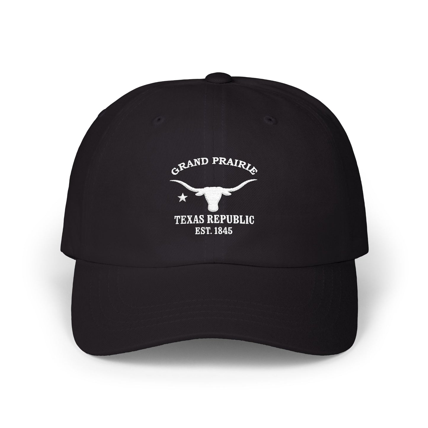 Grand Prairie Texas Classic Embroidered Cotton Cap - White Logo