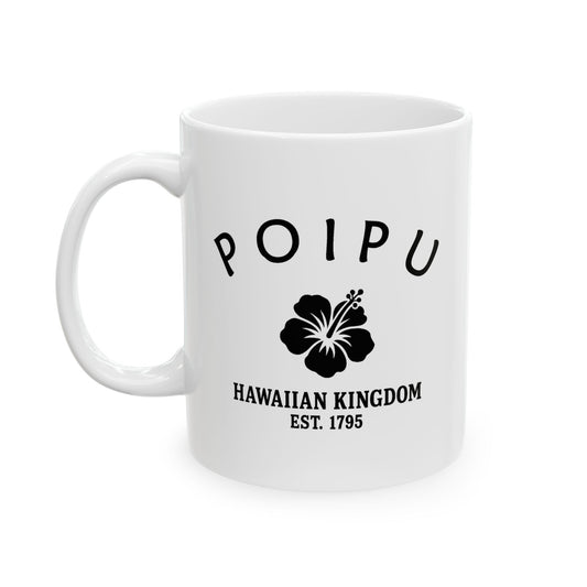 Poipu Hawaii Vintage Retro Ceramic Mug - Black Logo