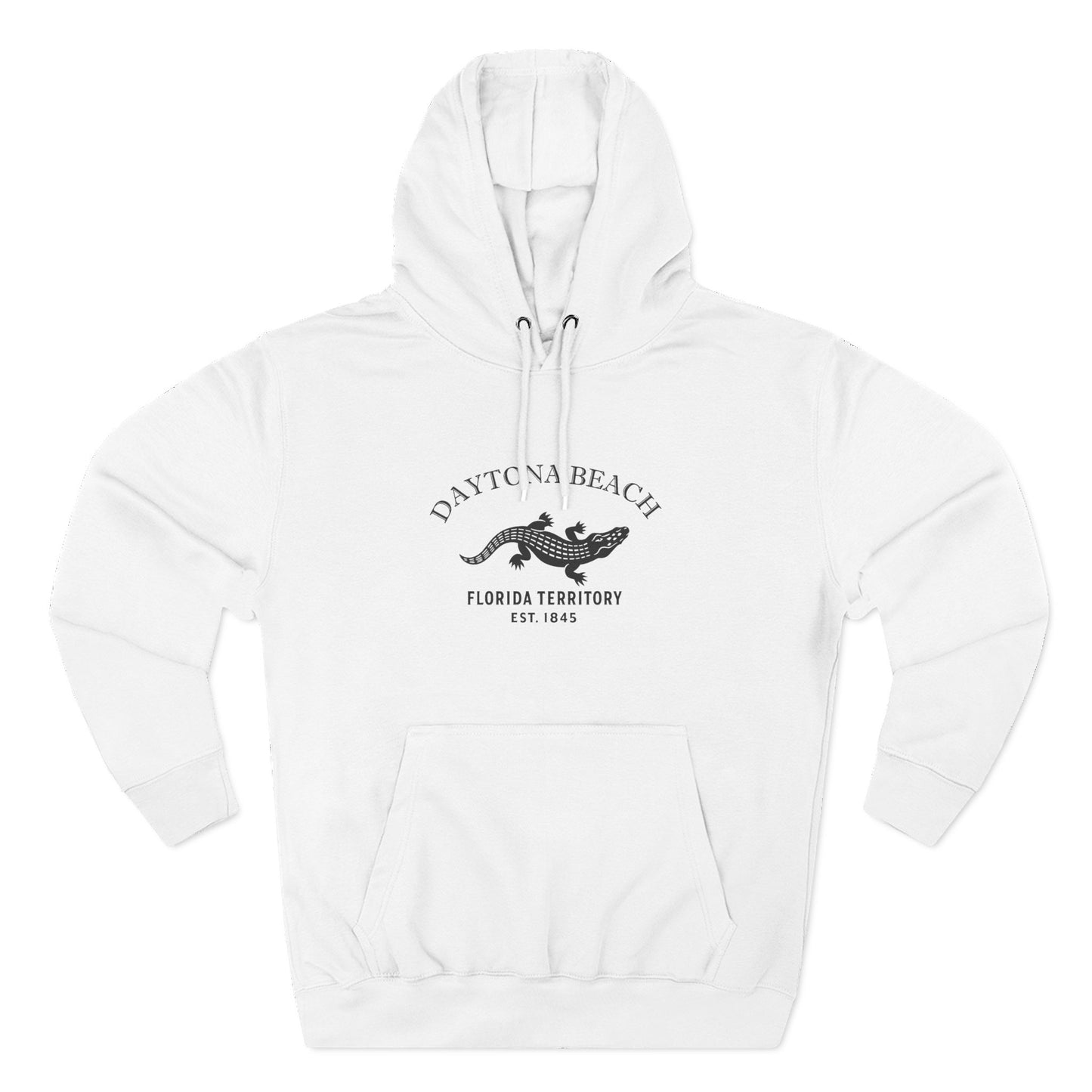 Daytona Beach Florida Vintage Retro Unisex Heavy Cotton Hoodie - Black Logo