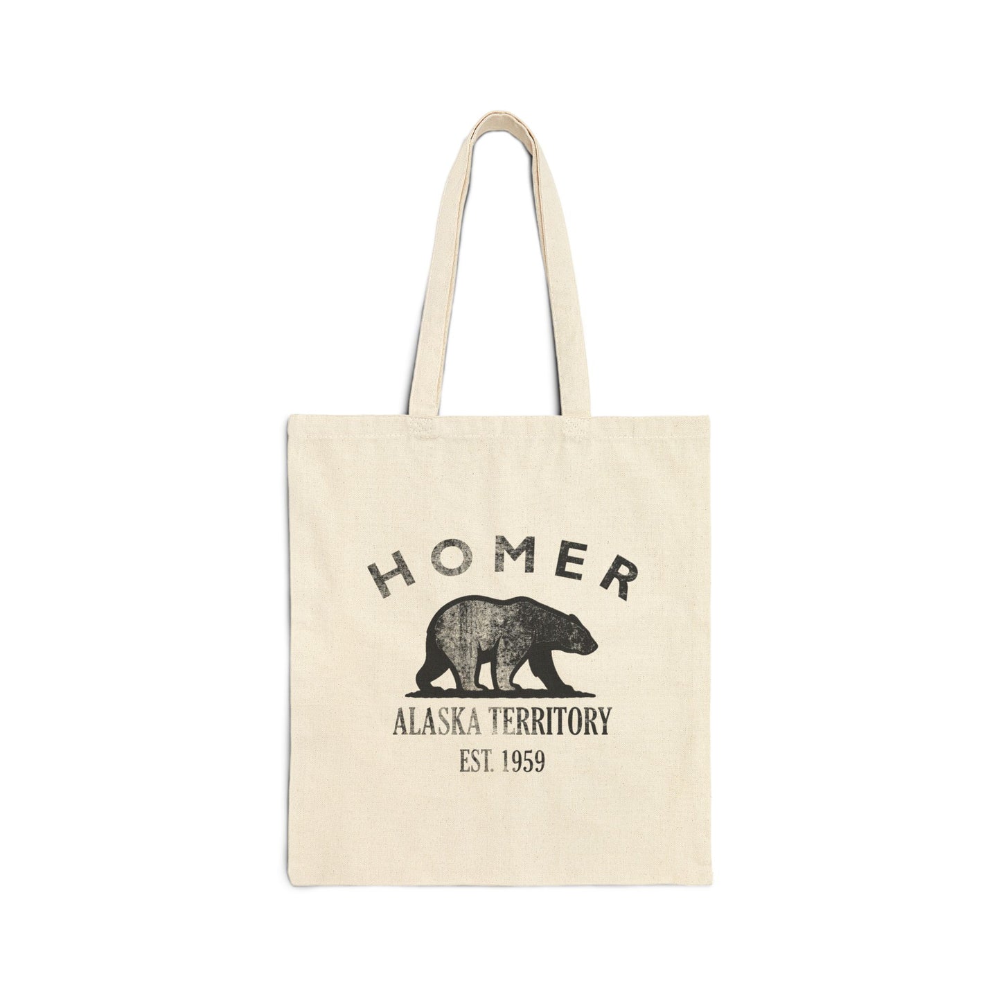 Homer Alaska Vintage Retro Cotton Canvas Tote Bag - Black Logo