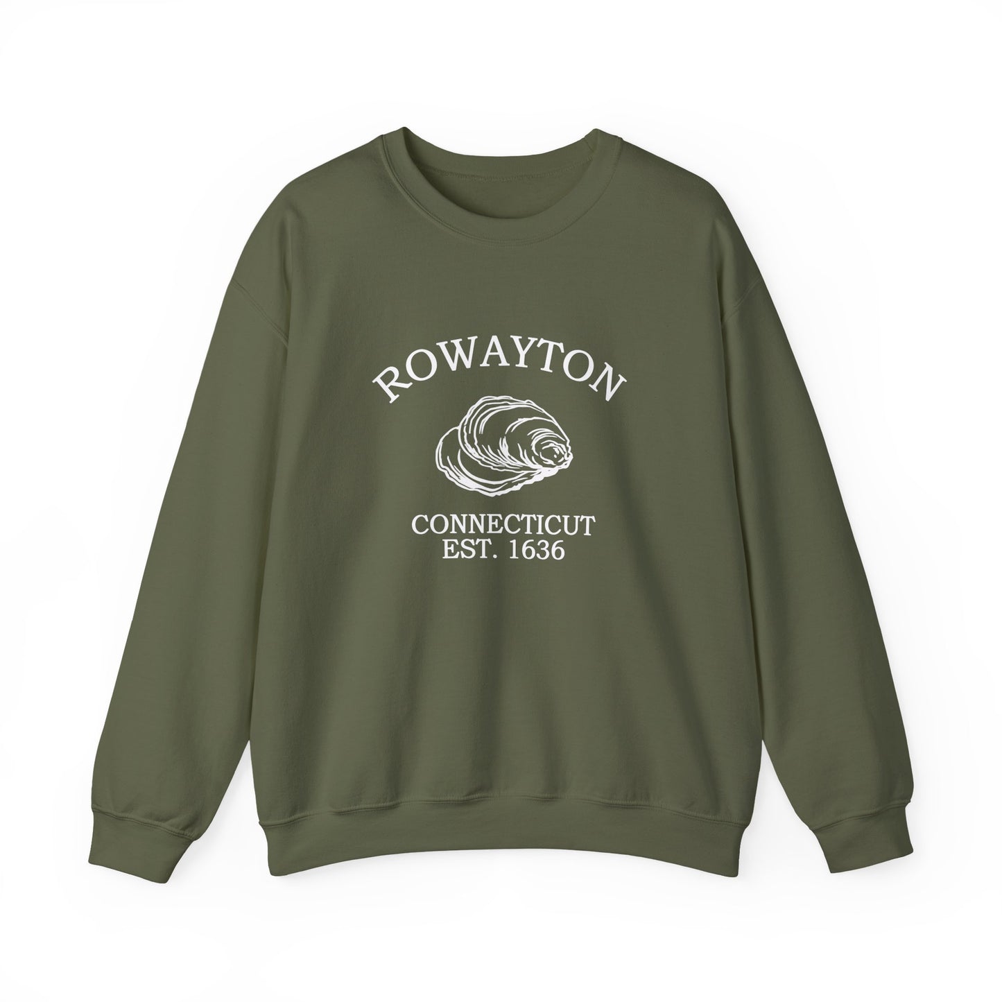 Rowayton Connecticut Vintage Retro Unisex Heavy Crewneck Sweatshirt - White Logo