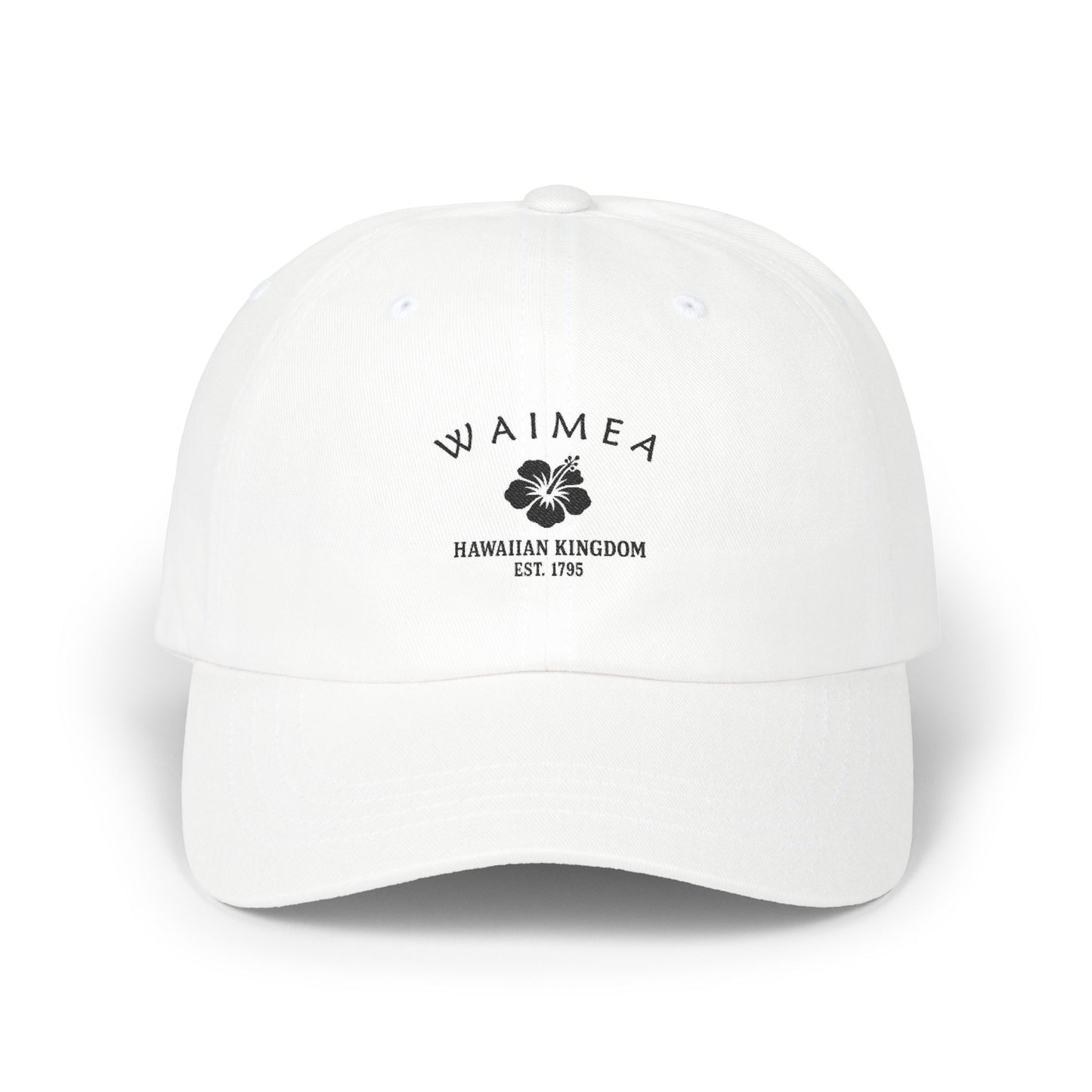 Waimea Hawaii Vintage Retro Embroidered Cotton Cap - Black Logo