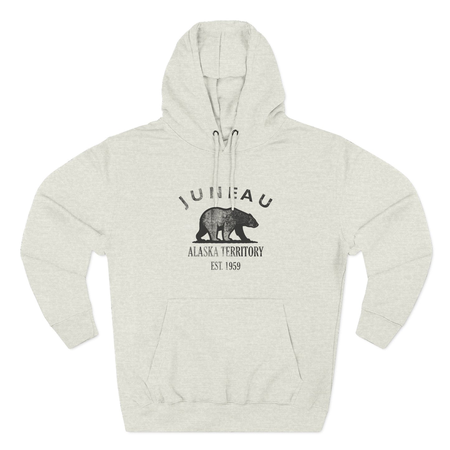 Juneau Alaska Vintage Retro Unisex Heavy Cotton Hoodie - Black Logo