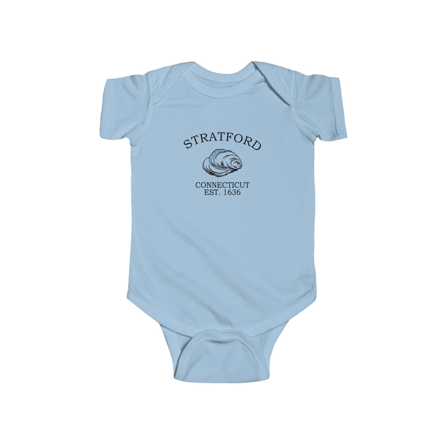 Stratford Connecticut Cotton Jersey Baby Bodysuit - Black Logo