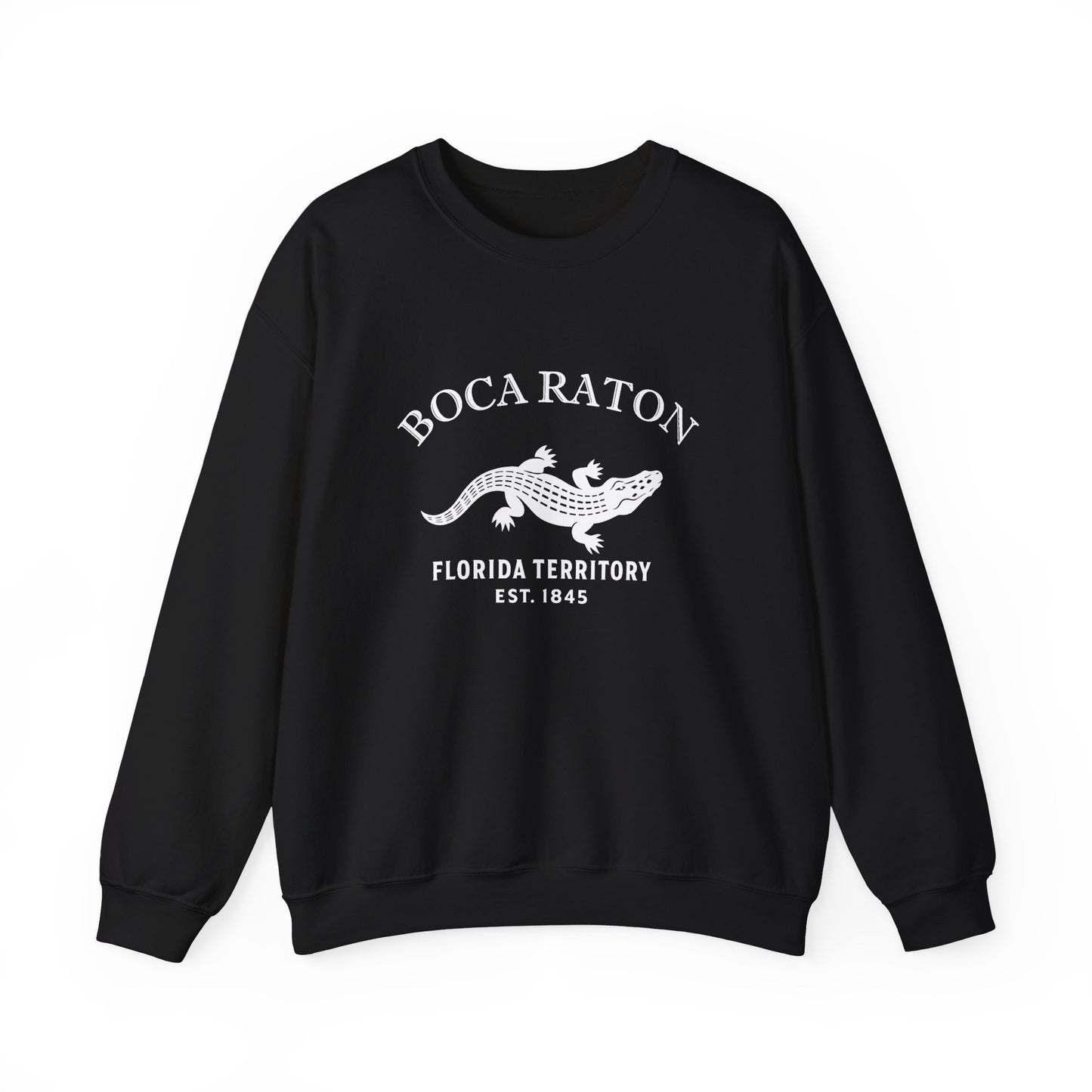 Boca Raton Florida Vintage Retro Unisex Heavy Crewneck Sweatshirt - White Logo
