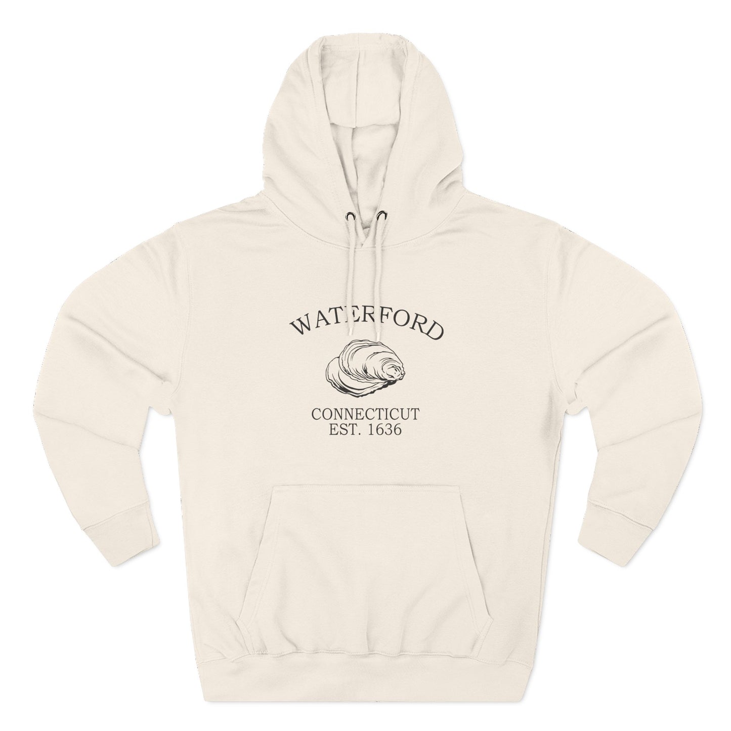 Waterford Connecticut Vintage Retro Unisex Heavy Cotton Hoodie - Black Logo