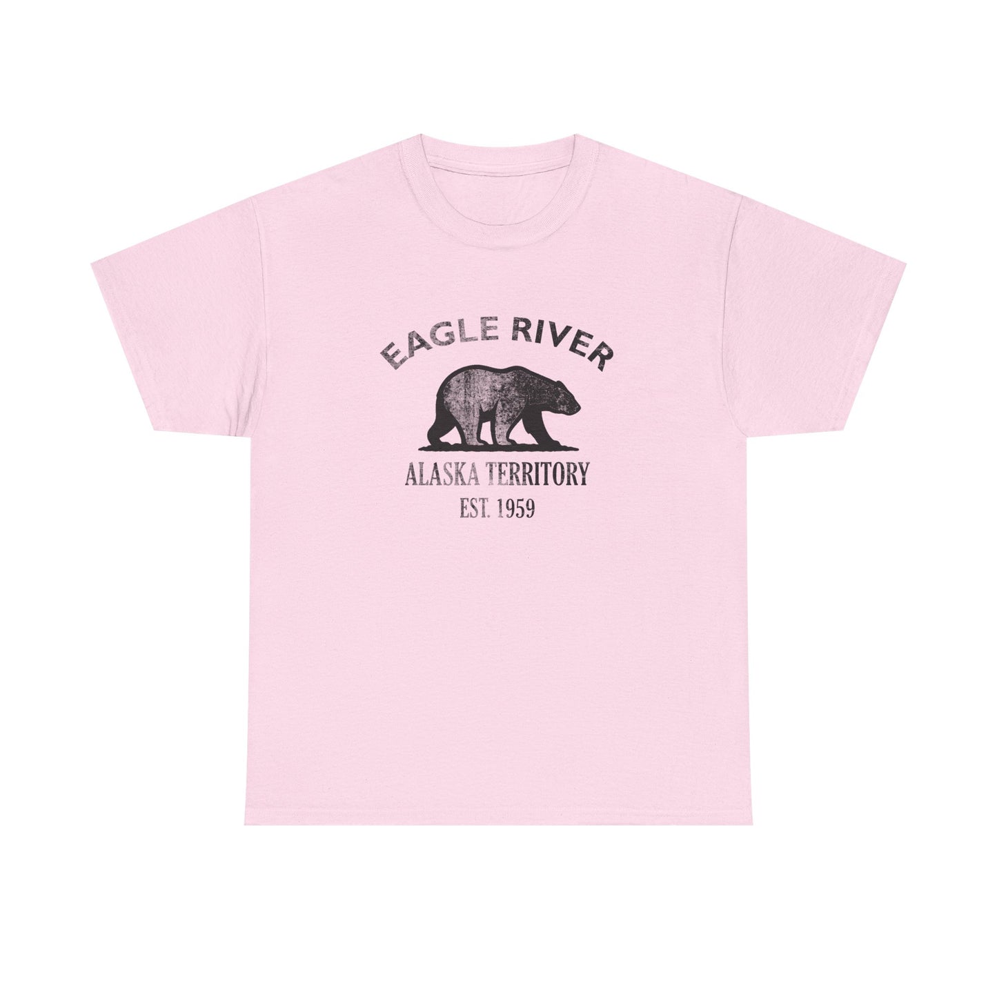 Eagle River Alaska Vintage Retro Unisex Heavy Cotton Tee - Black Logo