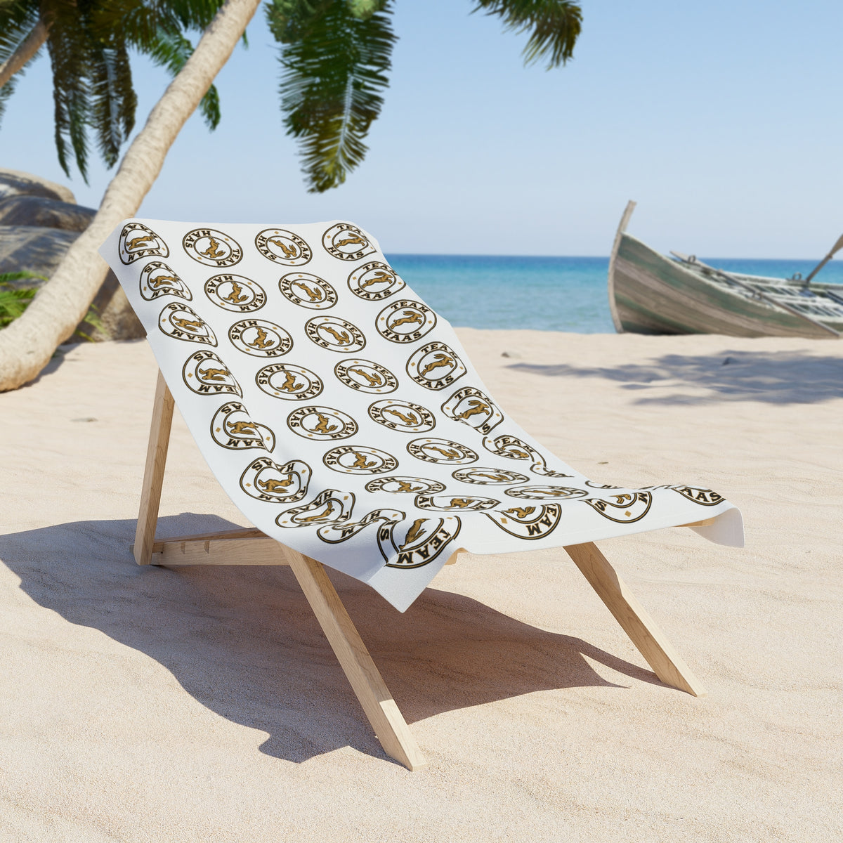 Alternative View of the Team Haas Badge Pattern Beach Towel