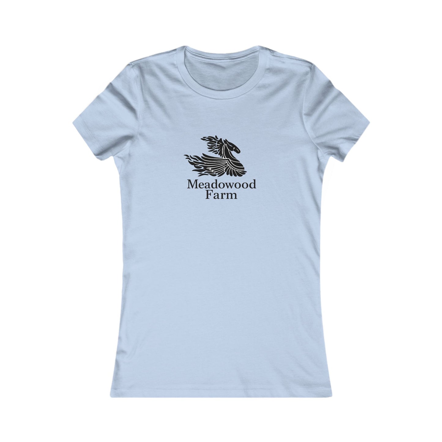 Meadowood Farm Ringspun Cotton Fitted Vintage Retro Womens Tee - Black Farm Logo
