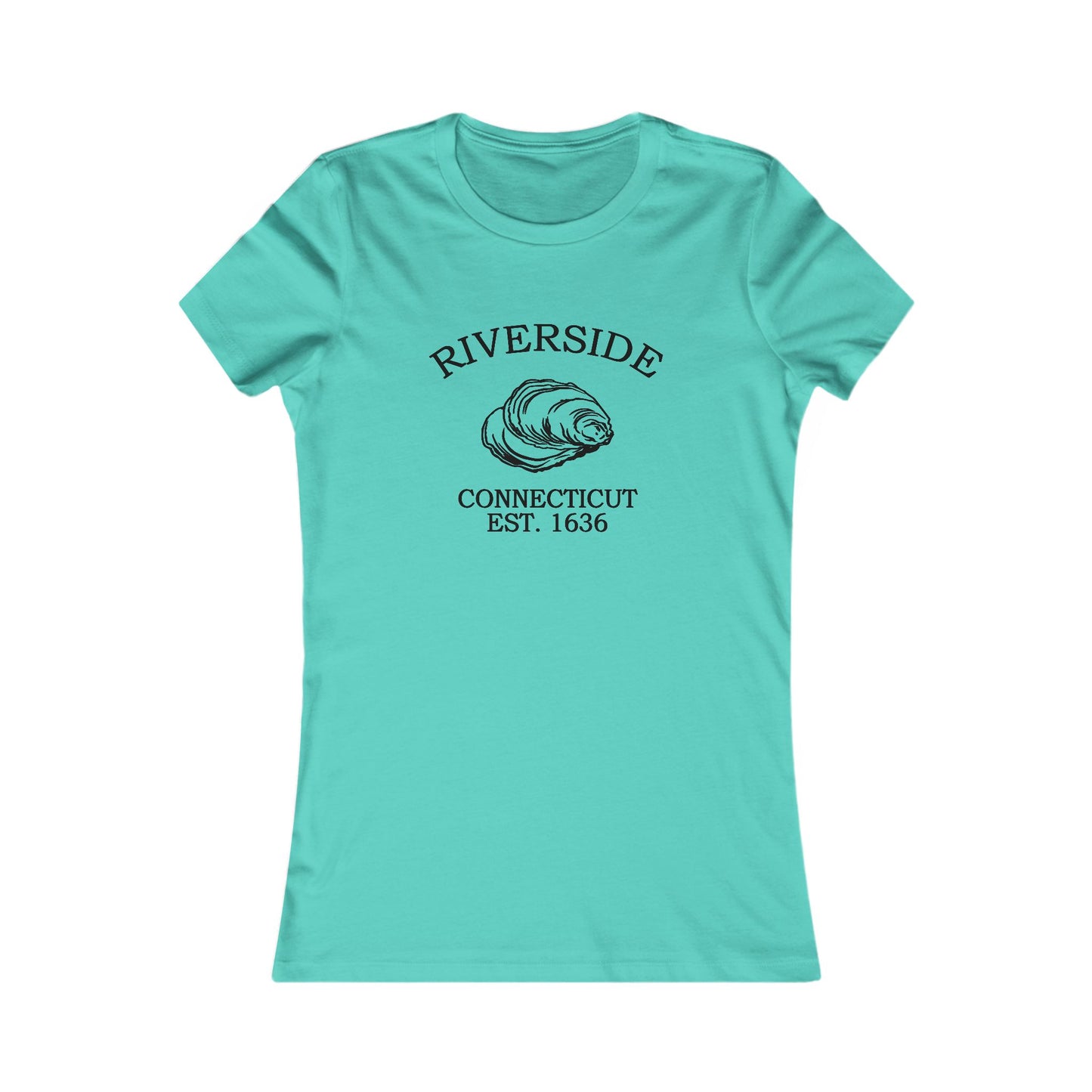 Riverside Connecticut Vintage Retro Womens Fitted Ringspun Cotton Tee - Black Logo