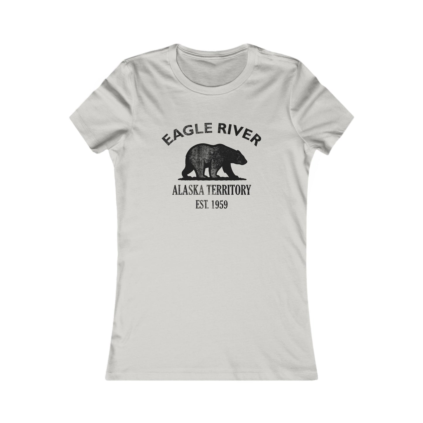 Eagle River Alaska Vintage Retro Womens Fitted Ringspun Cotton Tee - Black Logo