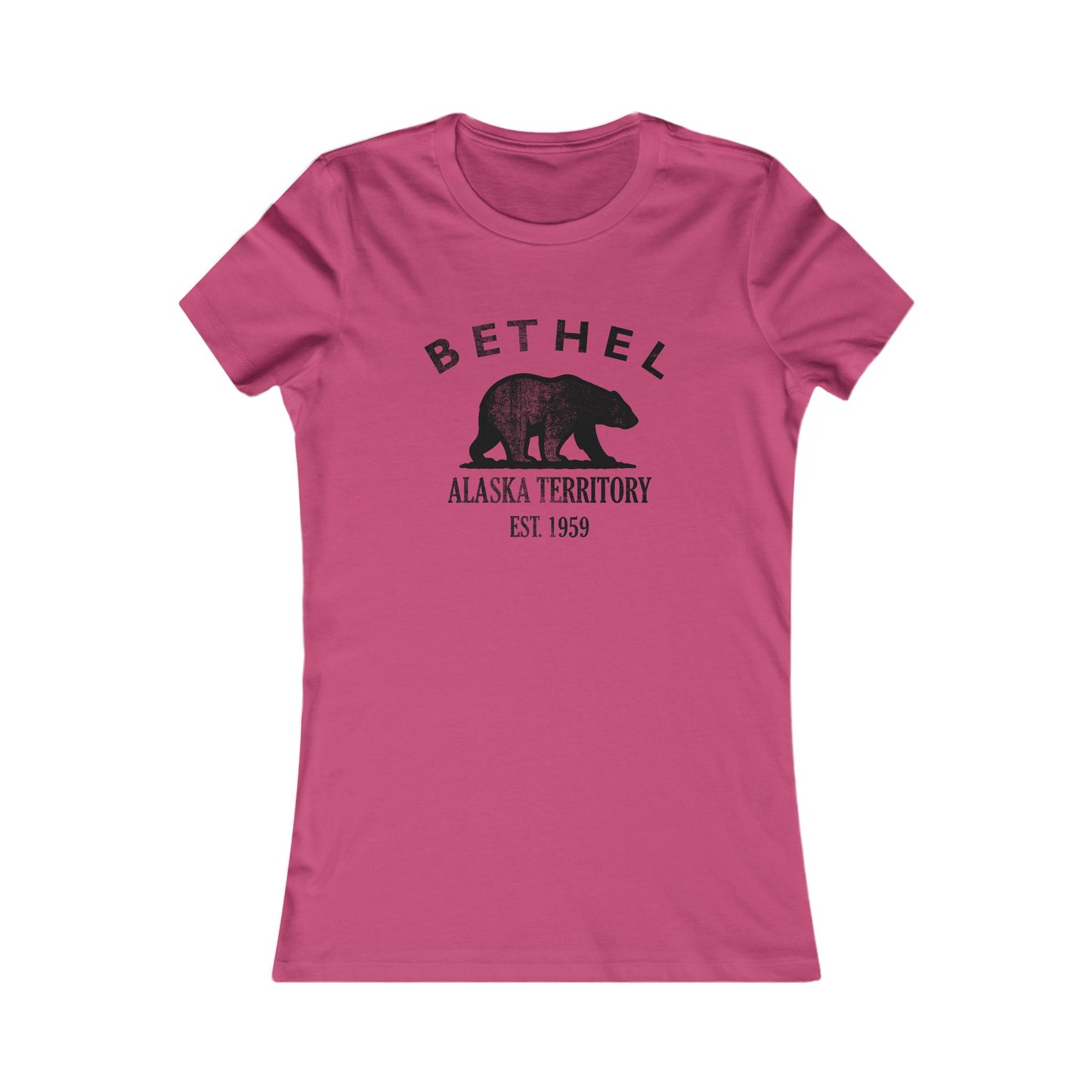Bethel Alaska Vintage Retro Womens Fitted Ringspun Cotton Tee - Black Logo