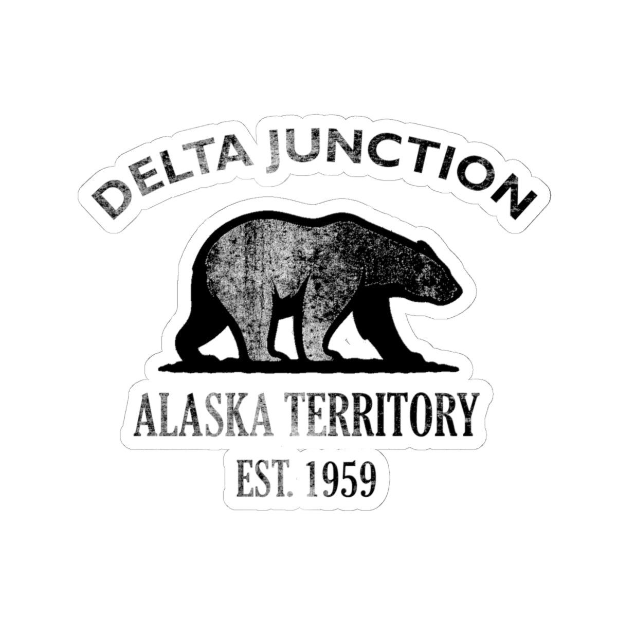 Delta Junction Alaska Vintage Retro Vinyl Sticker - Black Logo