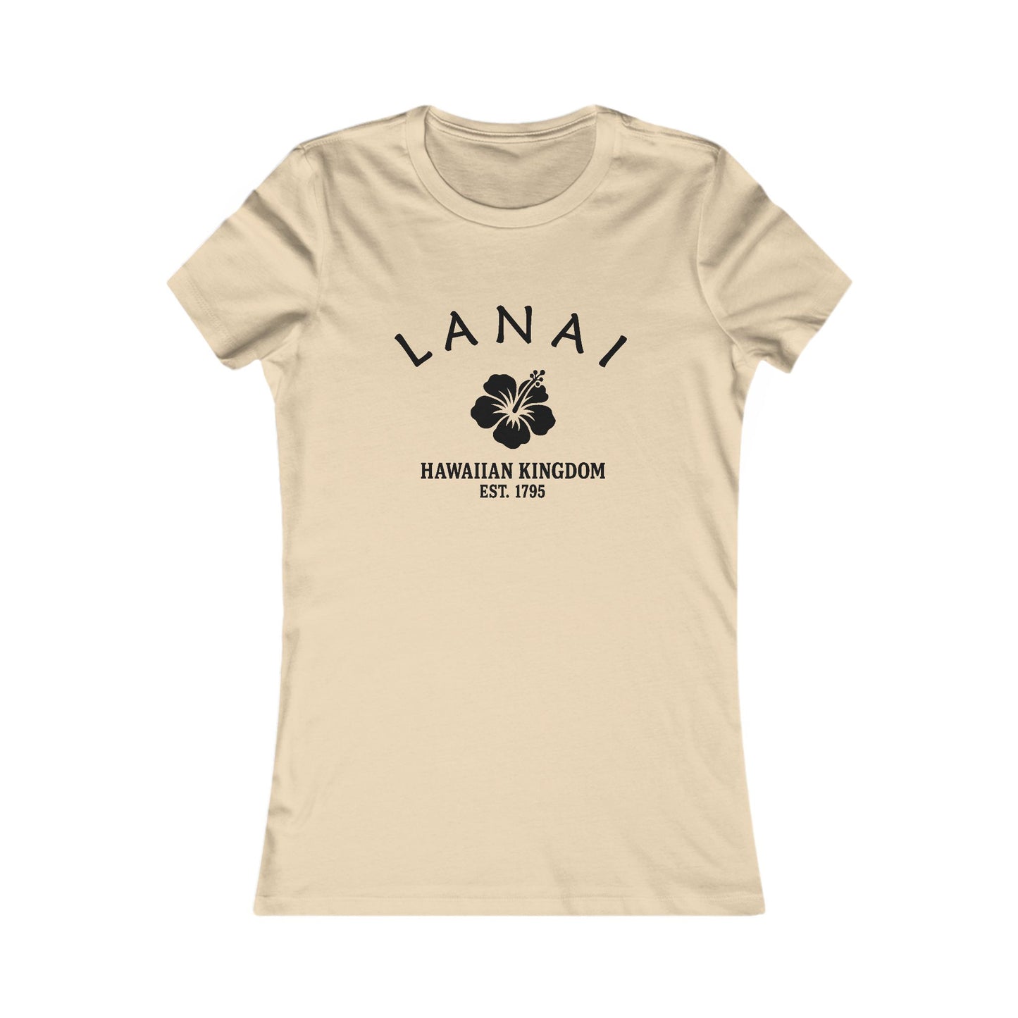 Lanai Hawaii Ringspun Cotten Fitted Vintage Retro Womens Tee - Black Logo