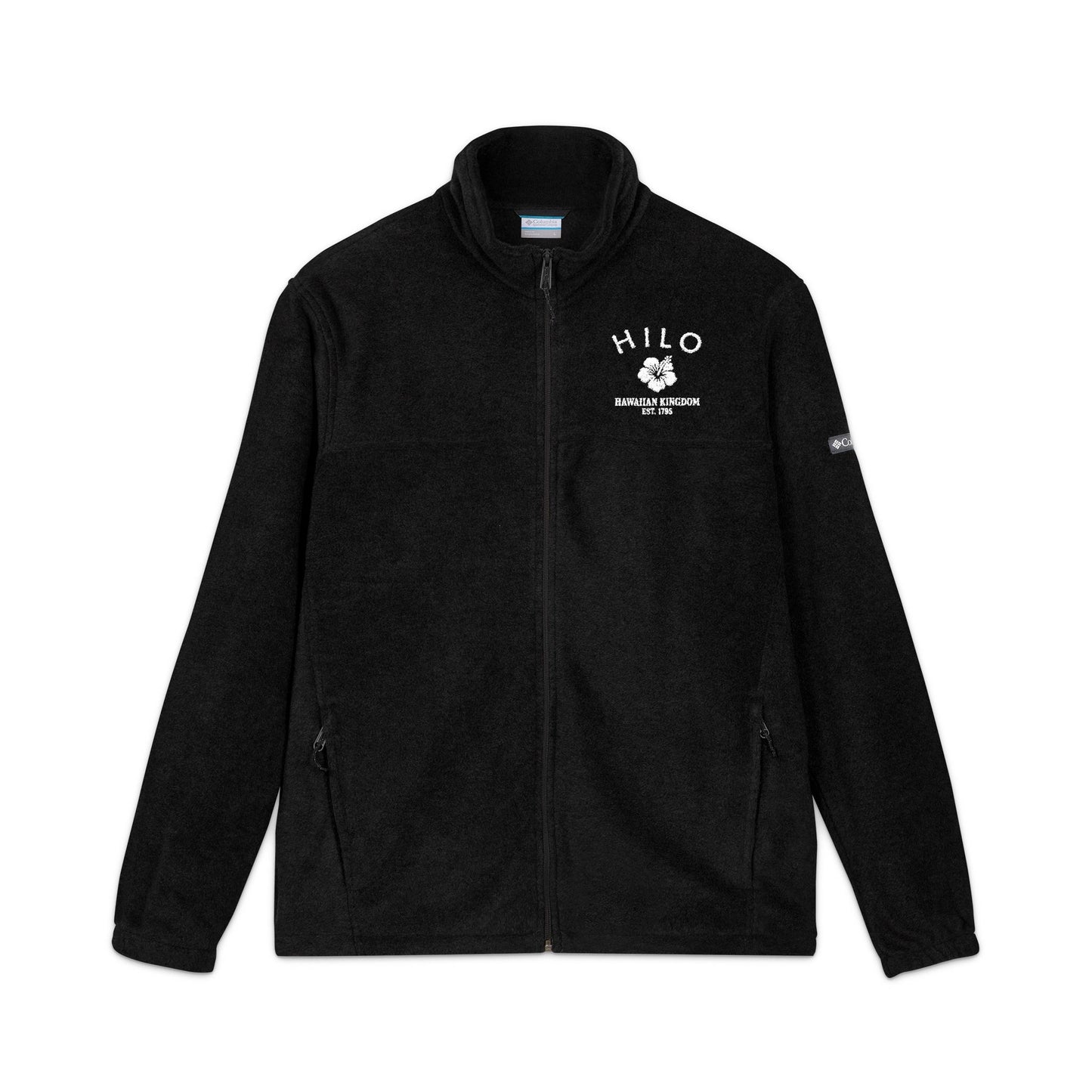 Hilo Hawaii Vintage Retro Unisex Embroidered Fleece Jacket - White Logo