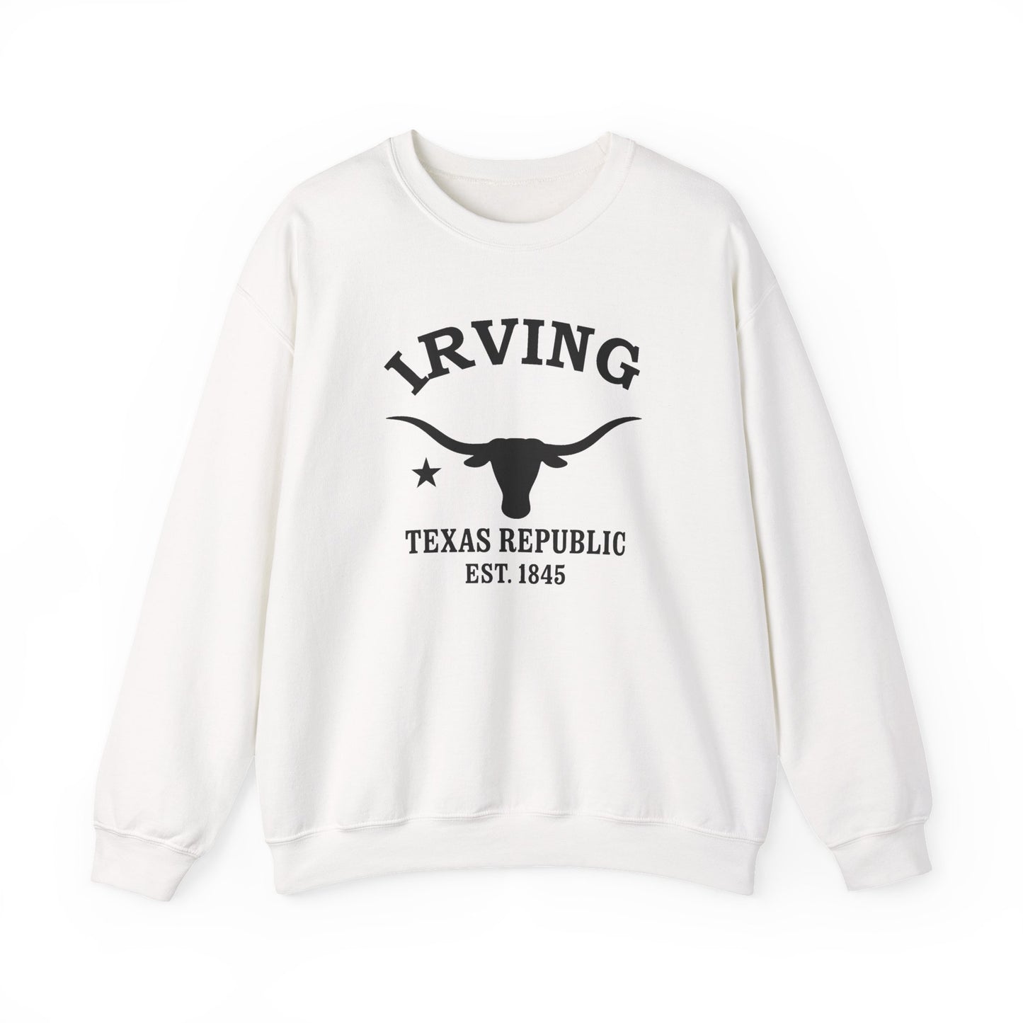 Irving Texas Vintage Retro Unisex Heavy Crewneck Sweatshirt - Black Logo