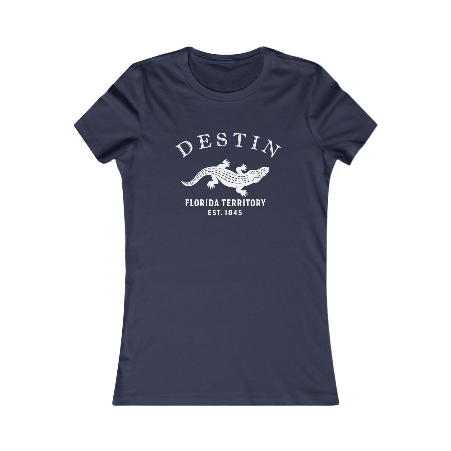 Destin Florida Vintage Retro Womens Fitted Ringspun Cotton Tee - White Logo