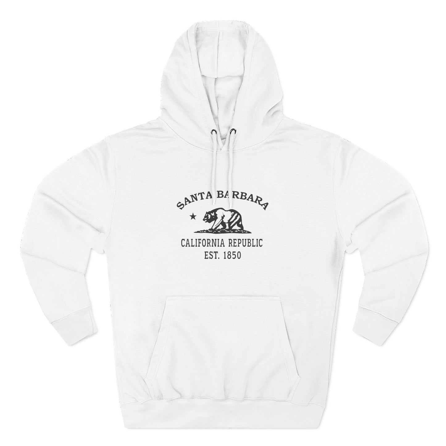 Santa Barbara California Vintage Retro Unisex Heavy Cotton Hoodie - Black Logo
