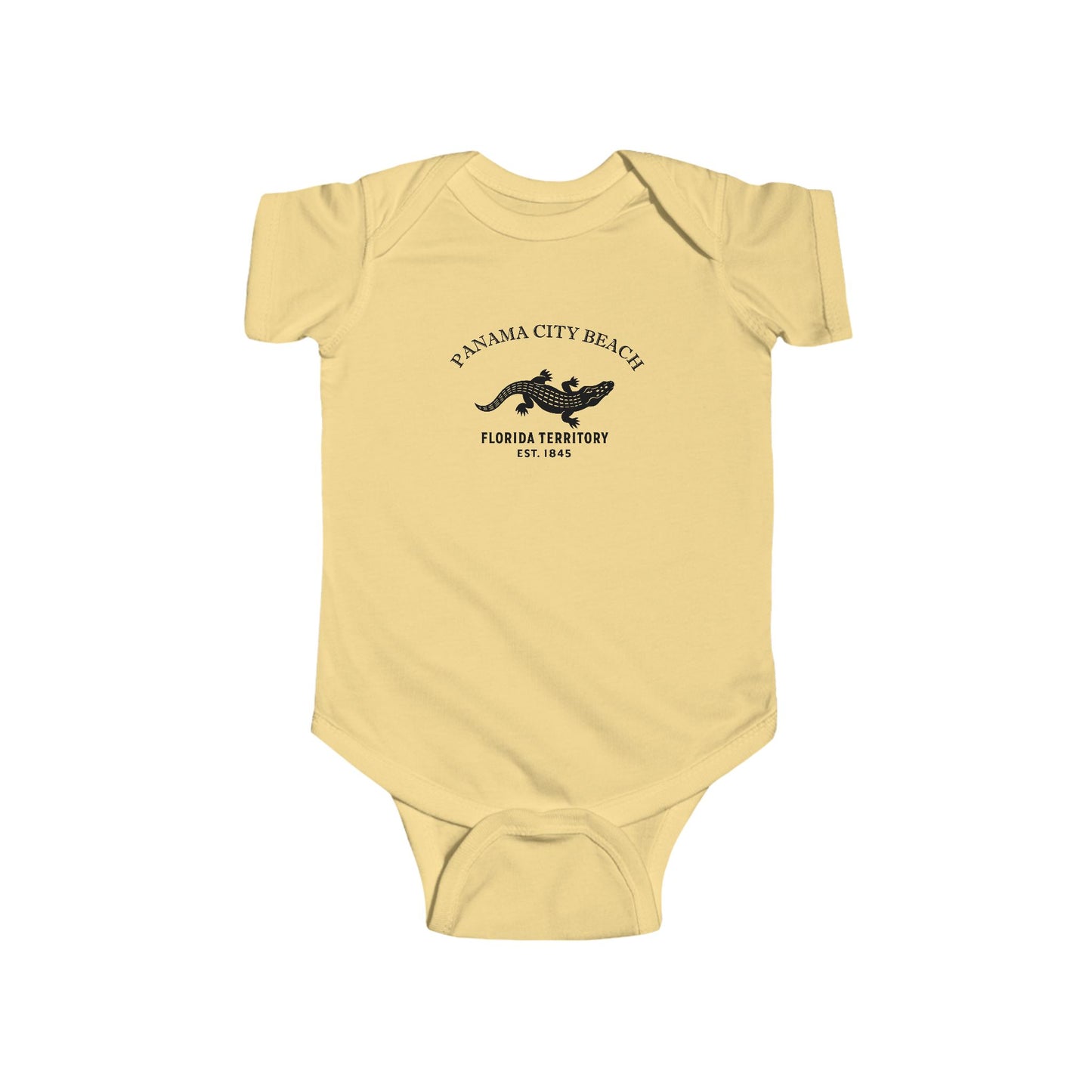 Panama City Beach Florida Cottton Jersey Baby Bodysuit - Black Logo