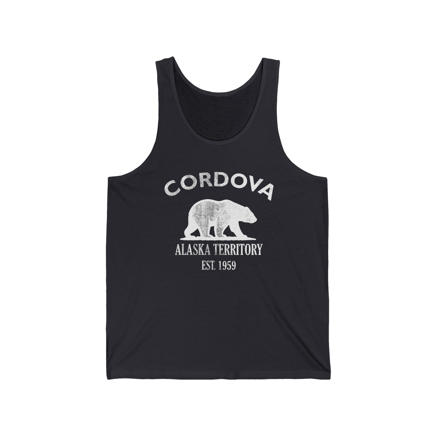 Cordova Alaska Vintage Retro Unisex Cotton Jersey Tank Top - White Logo
