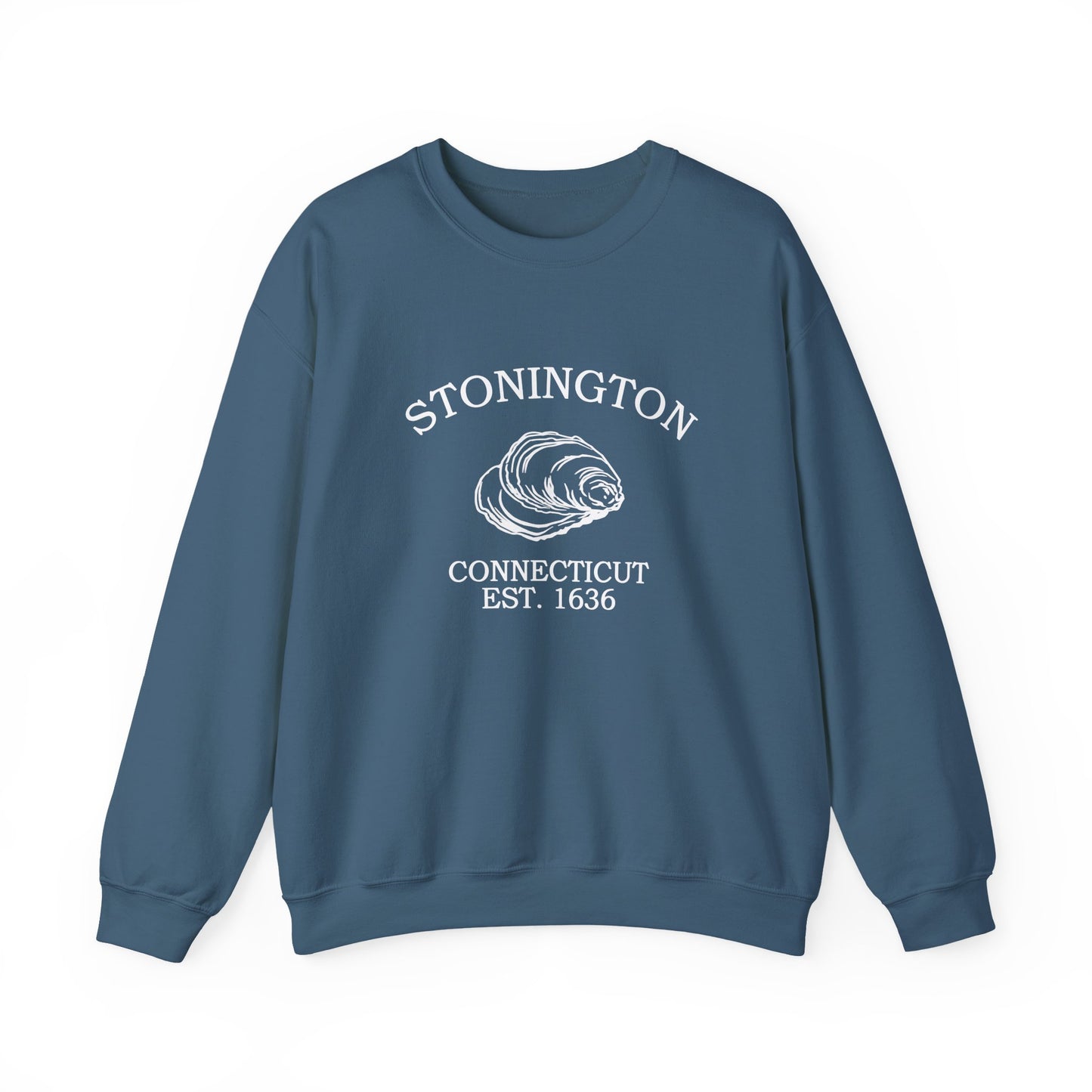 Stonington Connecticut Vintage Retro Unisex Heavy Crewneck Sweatshirt - White Logo