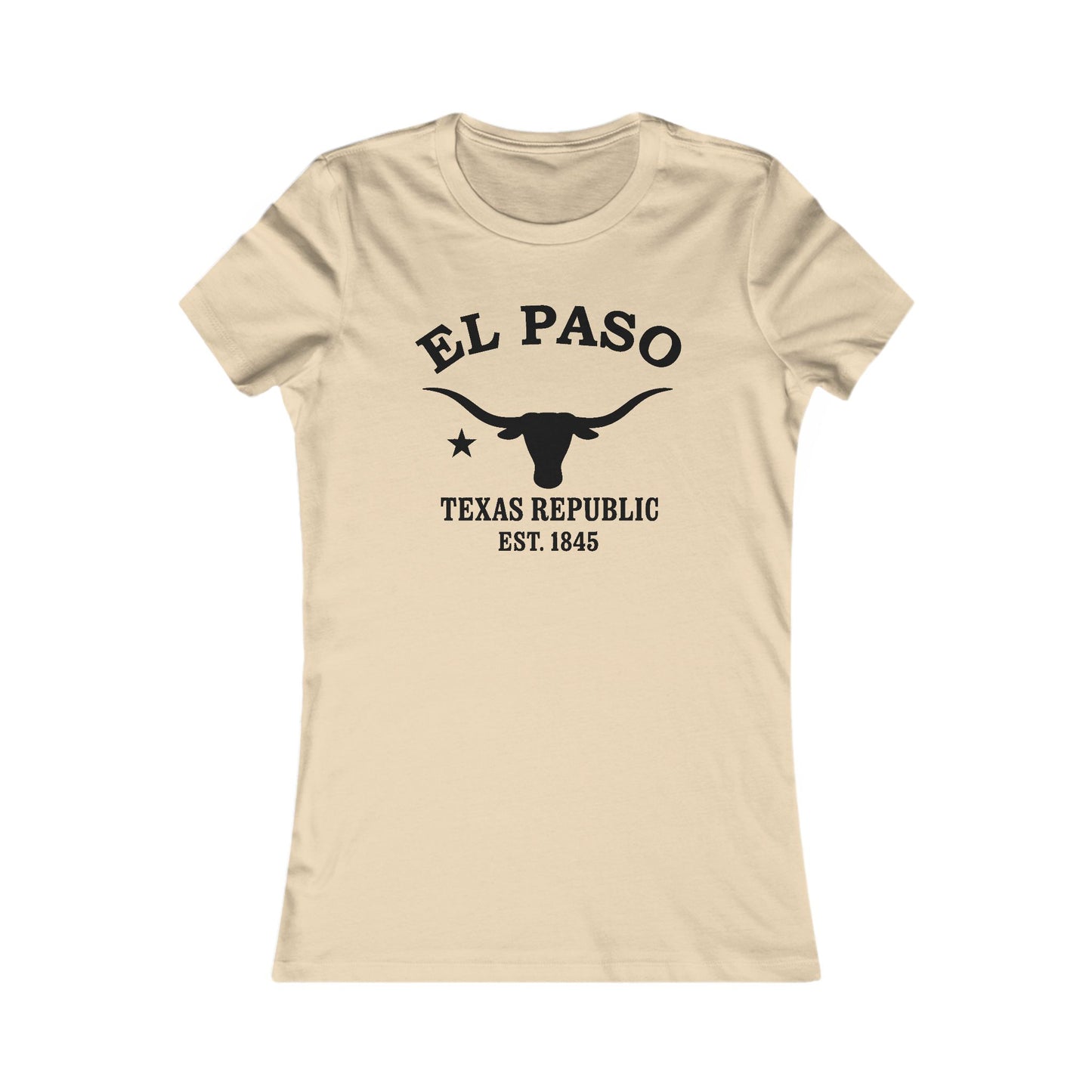 El Paso Texas Ringspun Cotten Fitted Vintage Retro Womens Tee - Black Logo