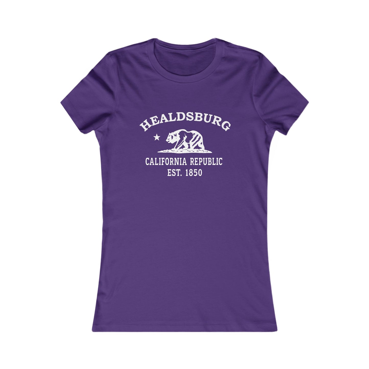 Healdsburg California Vintage Retro Womens Fitted Ringspun Cotton Tee - White Logo
