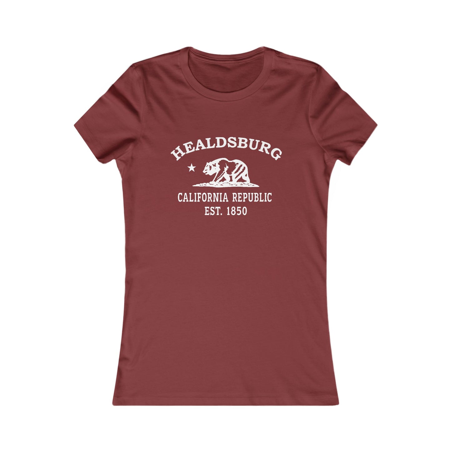 Healdsburg California Vintage Retro Womens Fitted Ringspun Cotton Tee - White Logo