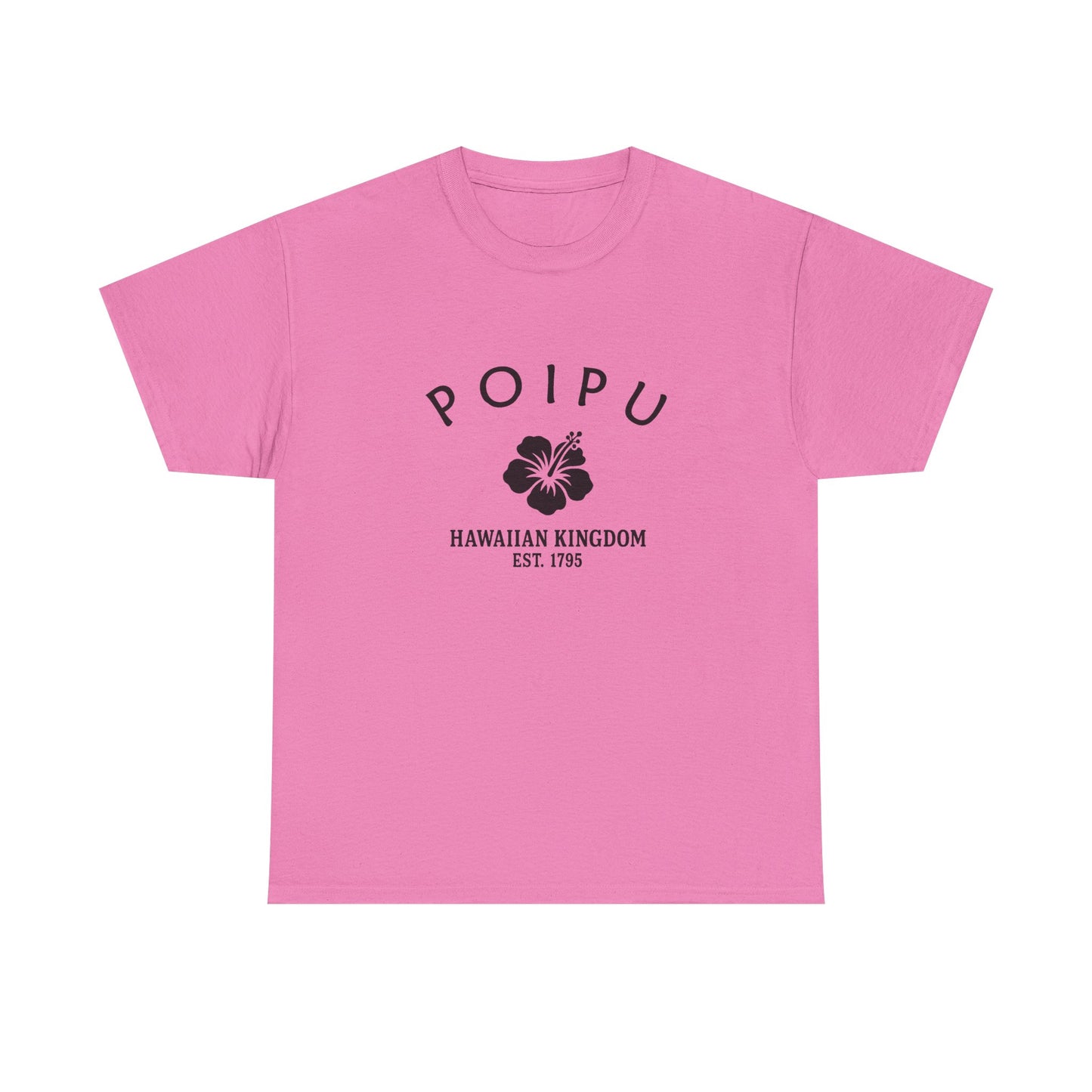 Poipu Hawaii Vintage Retro Unisex Heavy Cotton Tee - Black Logo