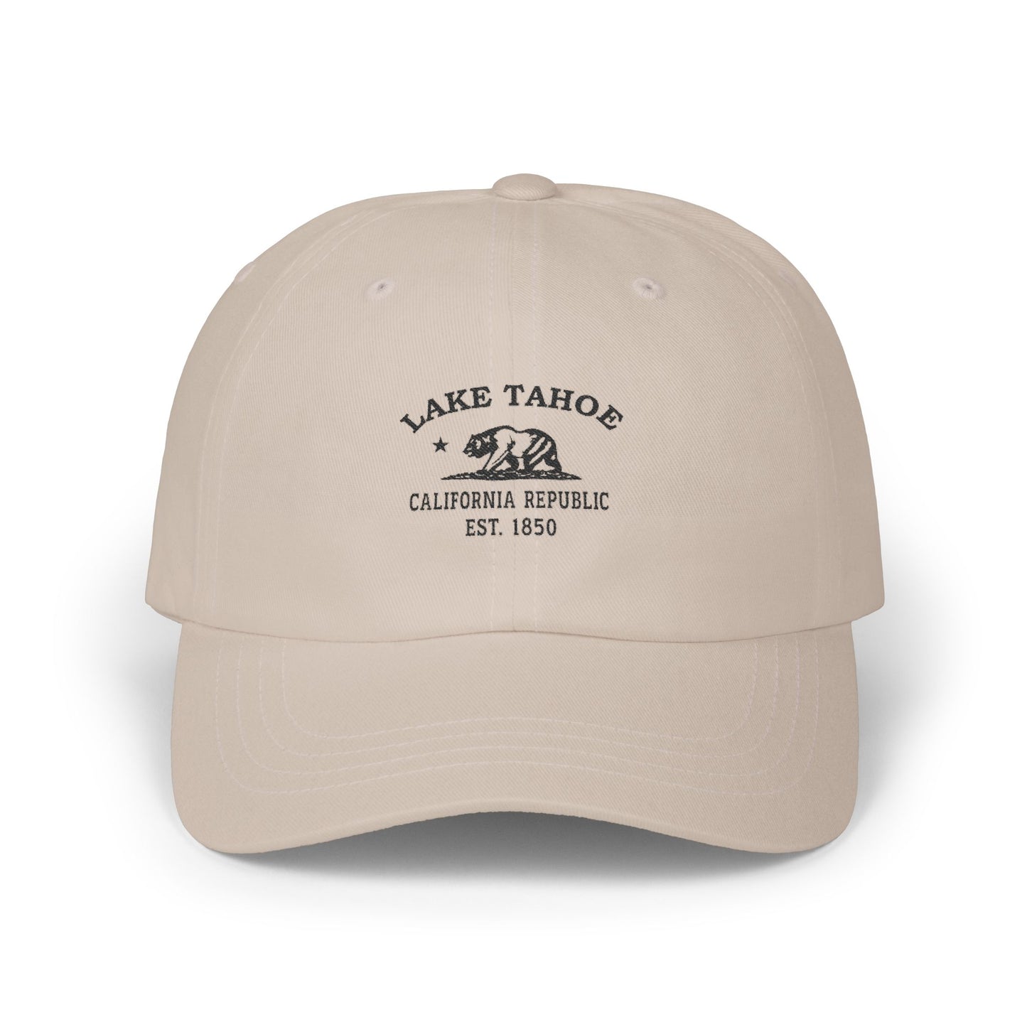 Lake Tahoe California Vintage Retro Embroidered Cotton Cap - Black Logo