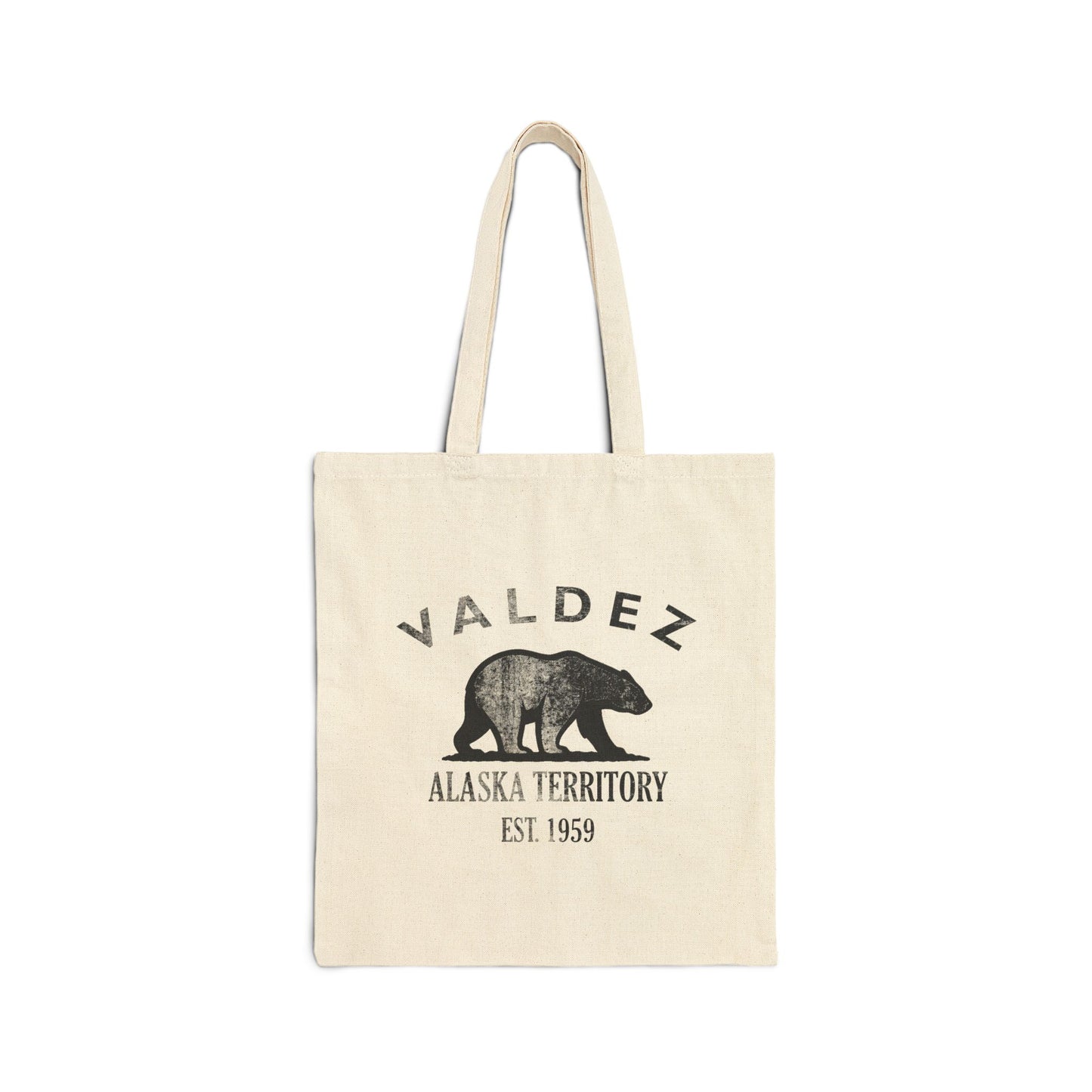 Valdez Alaska Vintage Retro Cotton Canvas Tote Bag - Black Logo