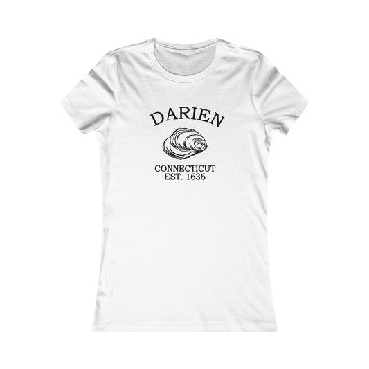Darien Connecticut Vintage Retro Womens Fitted Ringspun Cotton Tee - Black Logo