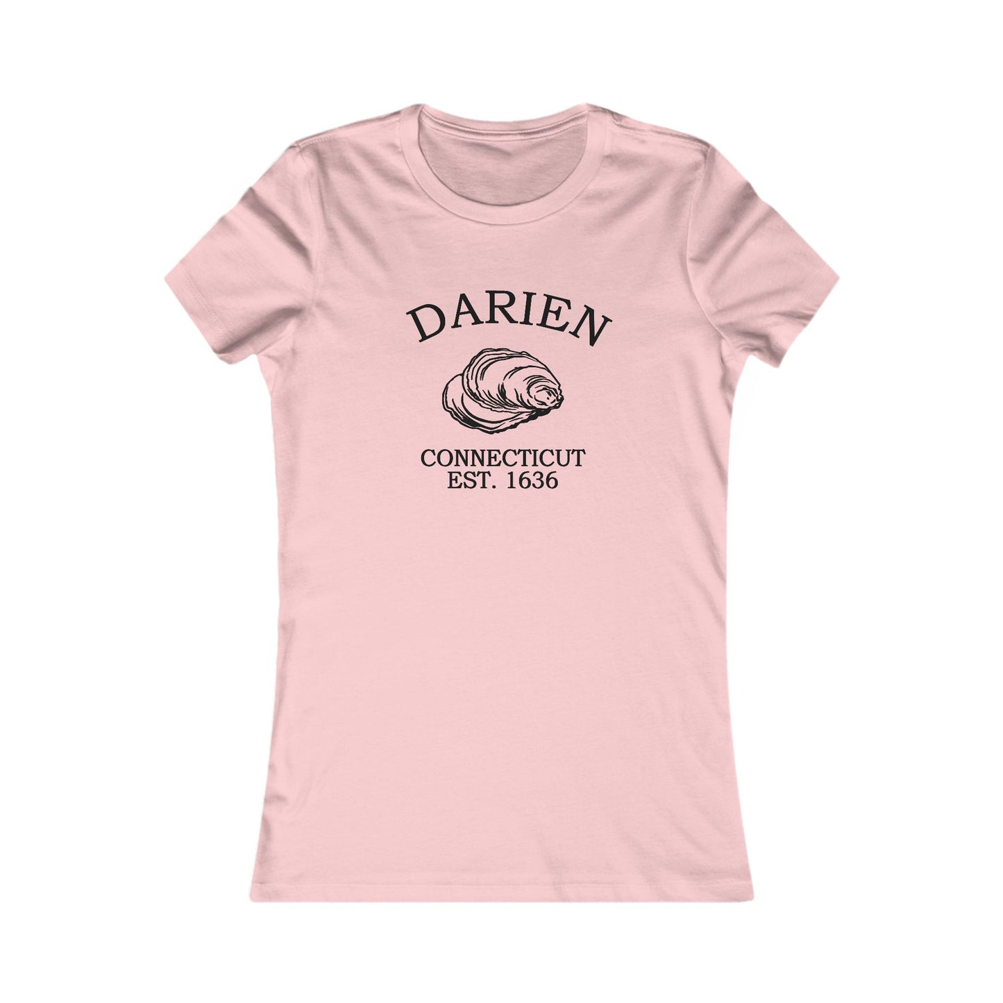 Darien Connecticut Vintage Retro Womens Fitted Ringspun Cotton Tee - Black Logo