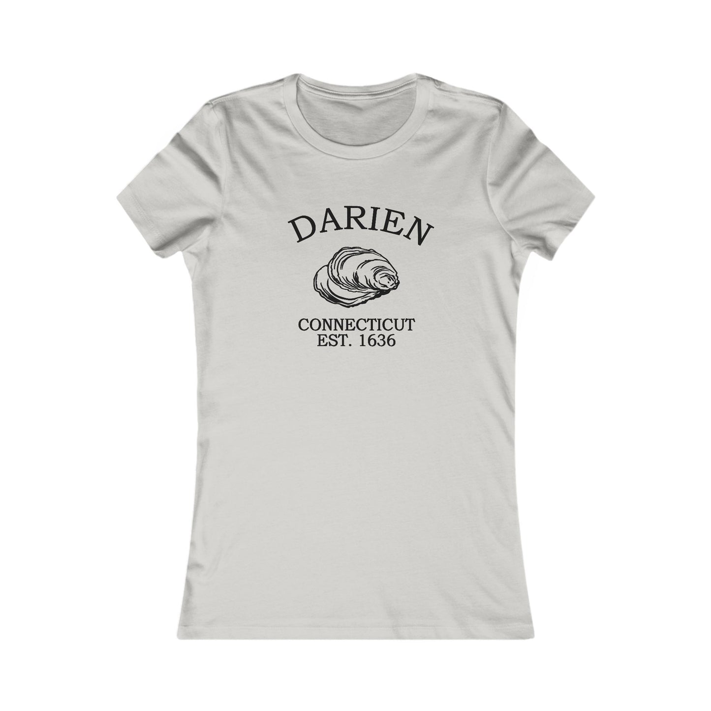 Darien Connecticut Vintage Retro Womens Fitted Ringspun Cotton Tee - Black Logo