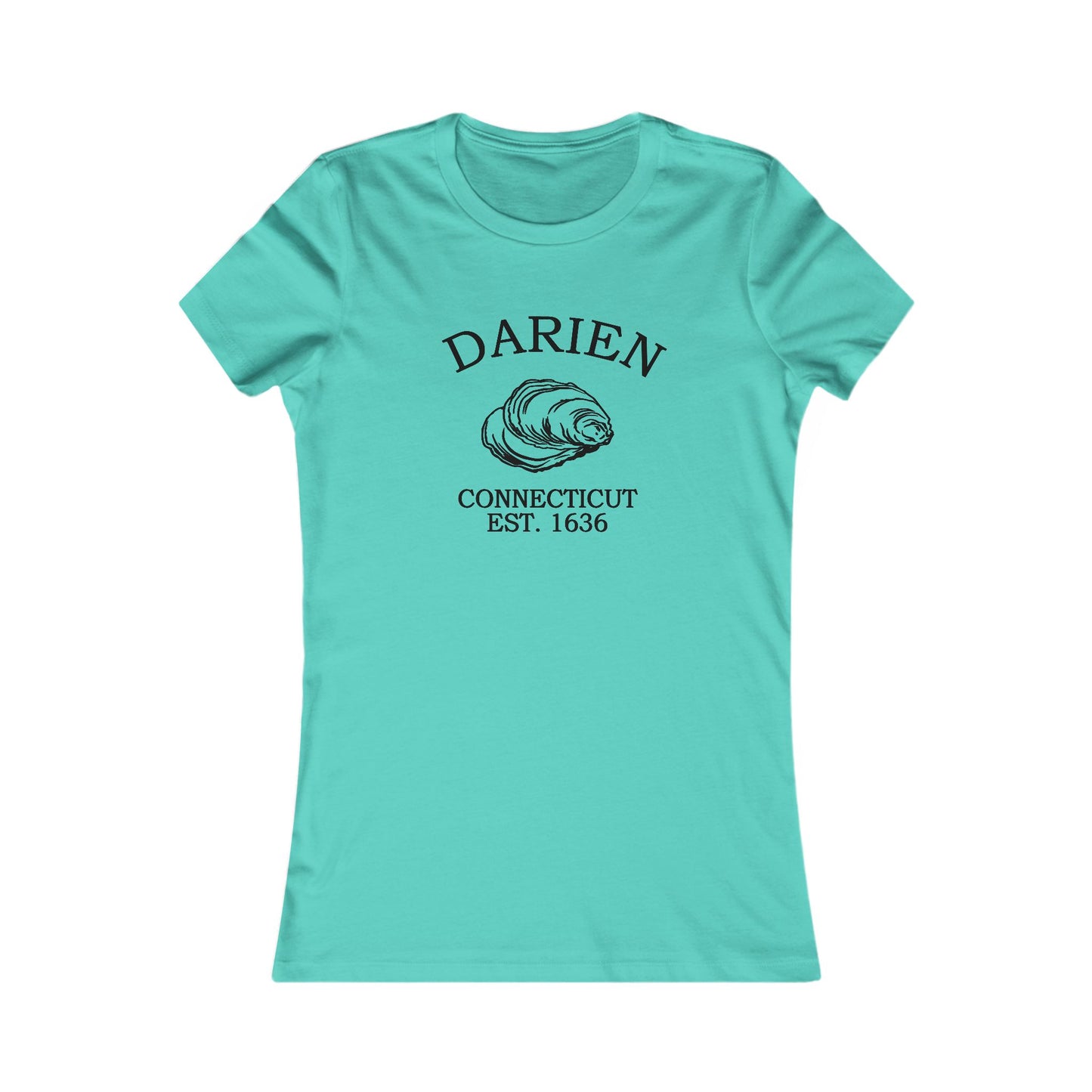 Darien Connecticut Vintage Retro Womens Fitted Ringspun Cotton Tee - Black Logo
