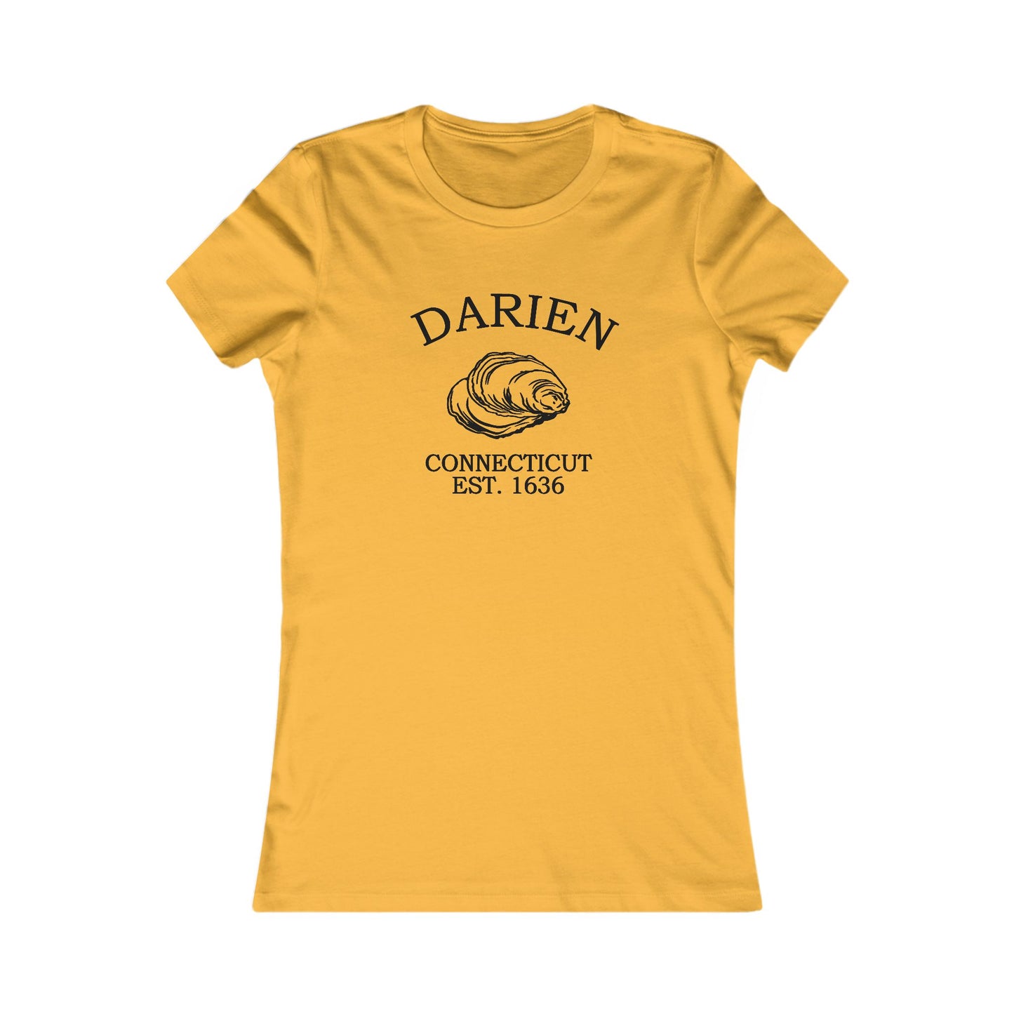 Darien Connecticut Vintage Retro Womens Fitted Ringspun Cotton Tee - Black Logo