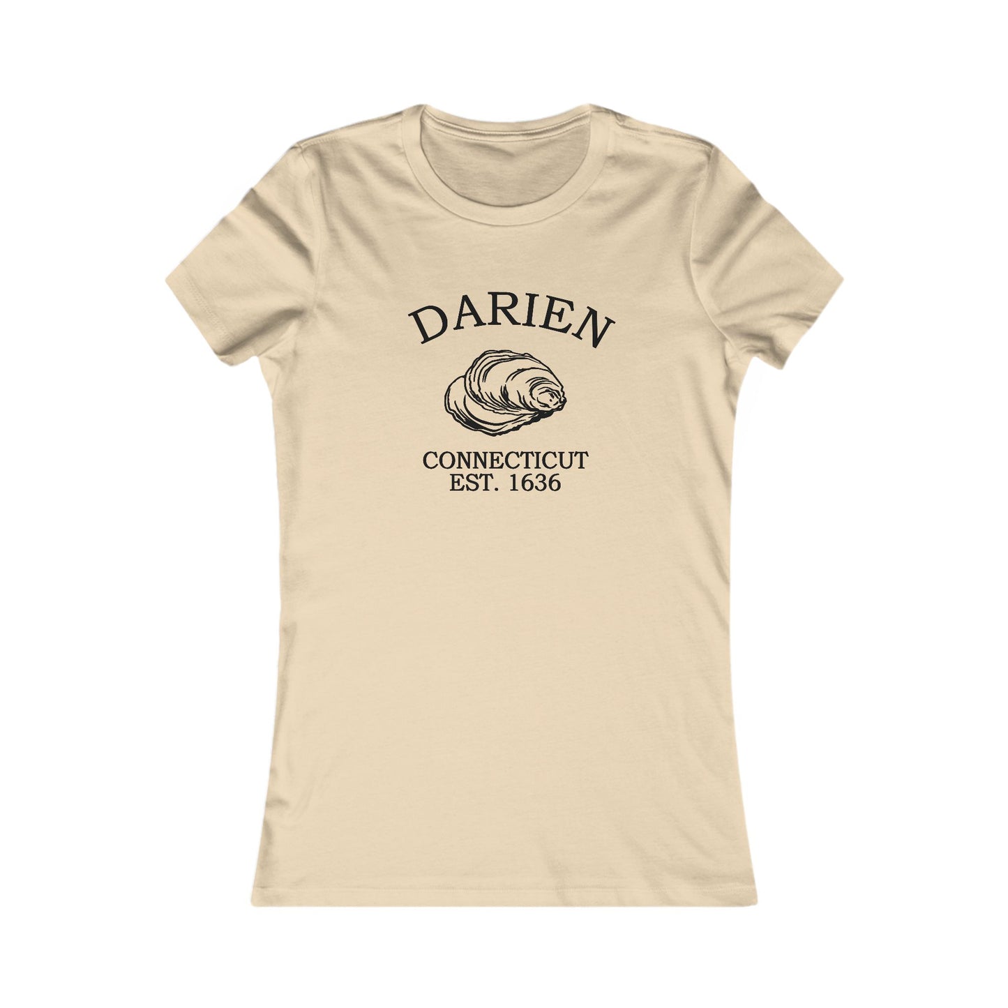 Darien Connecticut Vintage Retro Womens Fitted Ringspun Cotton Tee - Black Logo
