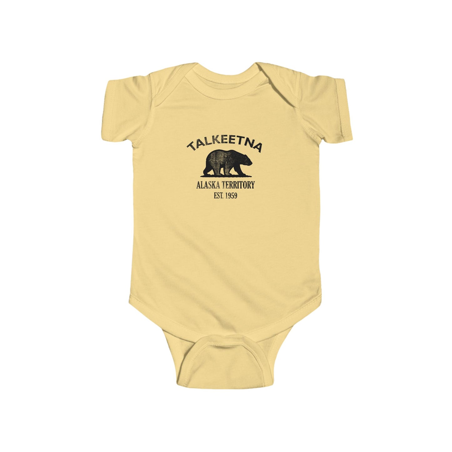Talkeetna Alaska Vintage Retro Cotton Jersey Baby Bodysuit - Black Logo