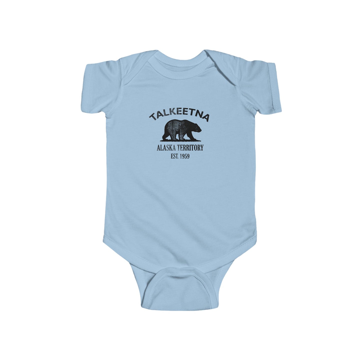 Talkeetna Alaska Vintage Retro Cotton Jersey Baby Bodysuit - Black Logo