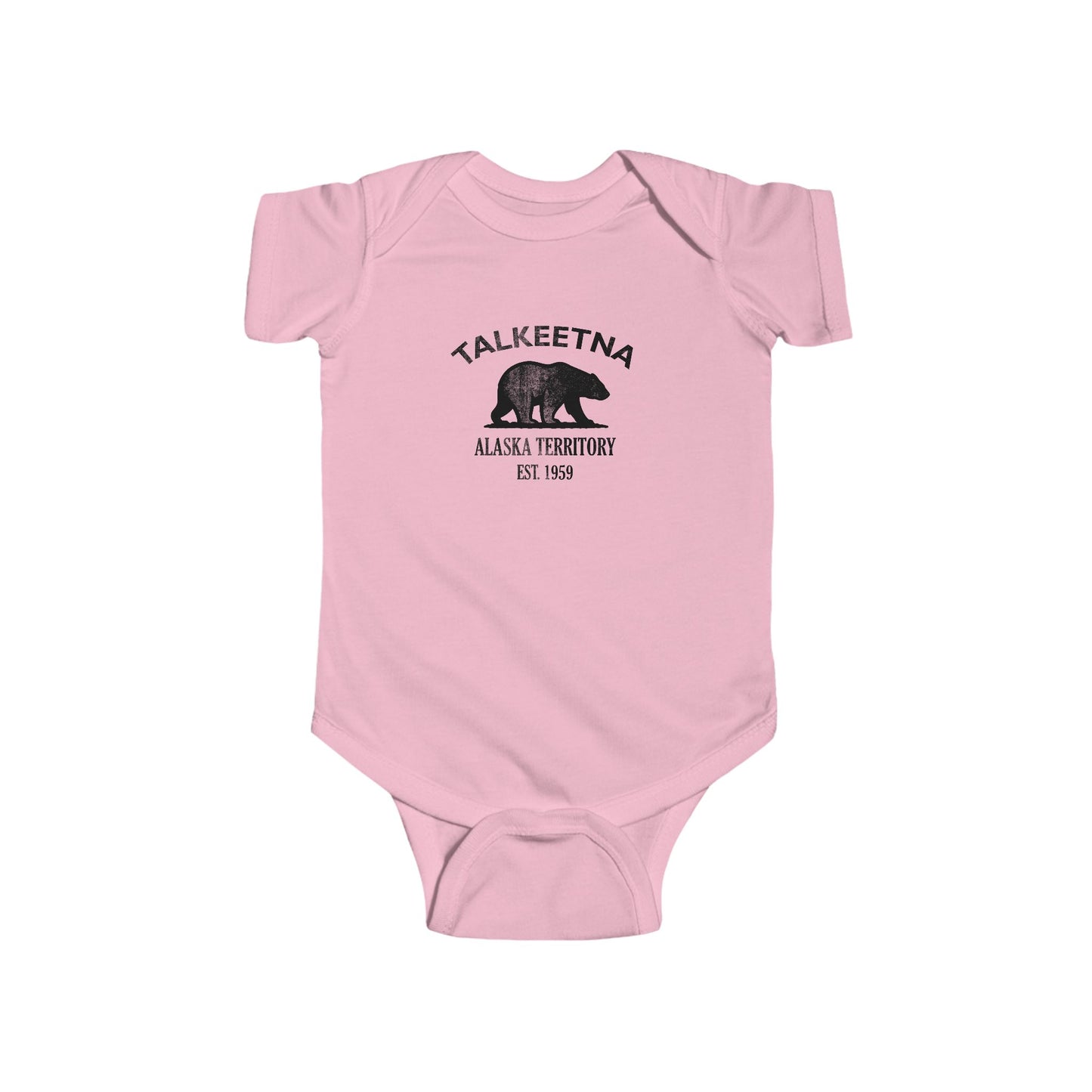 Talkeetna Alaska Vintage Retro Cotton Jersey Baby Bodysuit - Black Logo